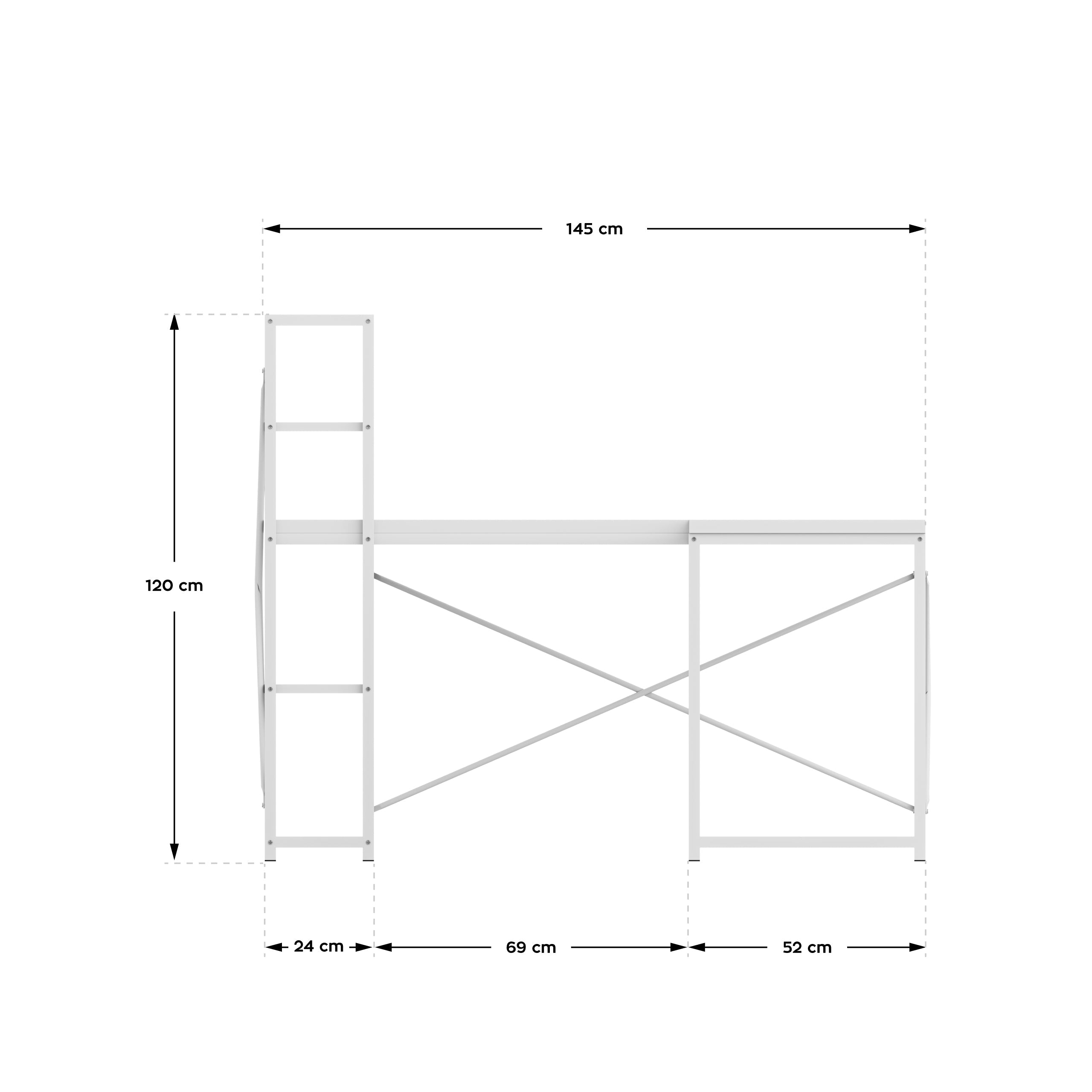 Mark Adler Leader 5.9 bílý rohový psací stůl s policemi 145 cm 