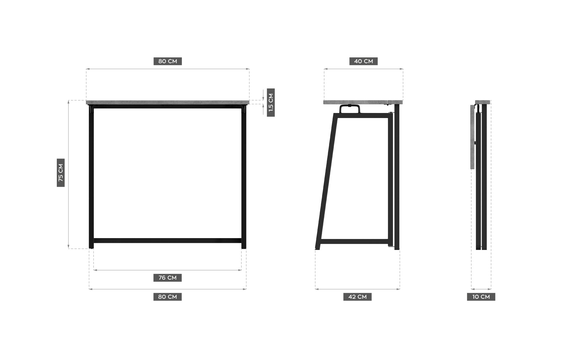 Skládací psací stůl Mark Adler Leader 1.5 šedý 80 cm 