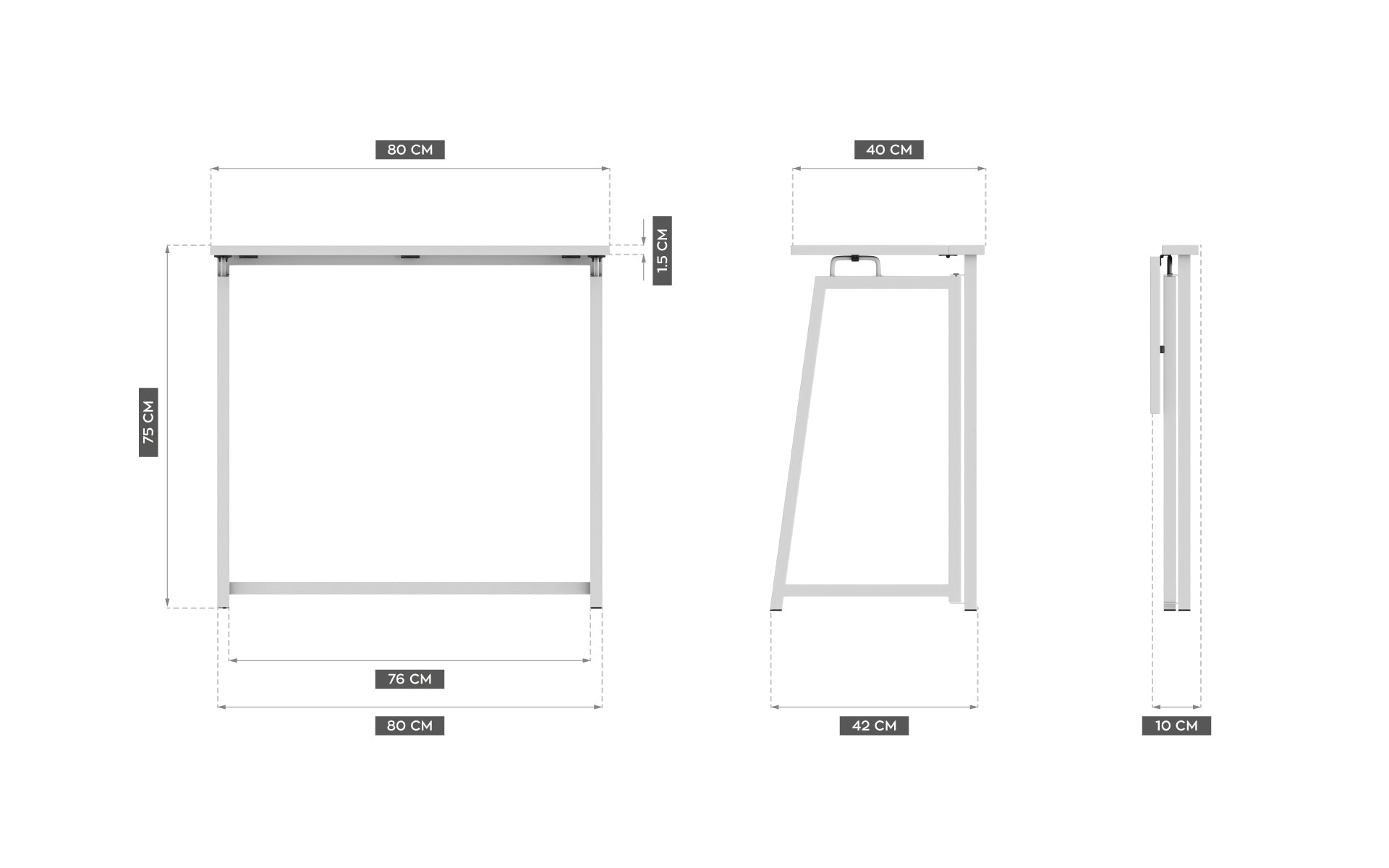 Skládací psací stůl Mark Adler Leader 1.5 bílý, 80 cm 