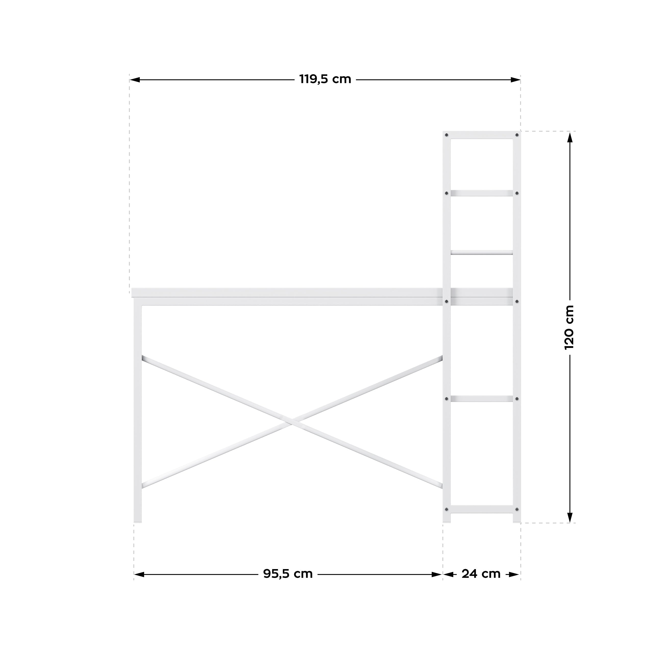 Psací stůl Mark Adler Leader 4.0 bílý 120 cm s policemi 