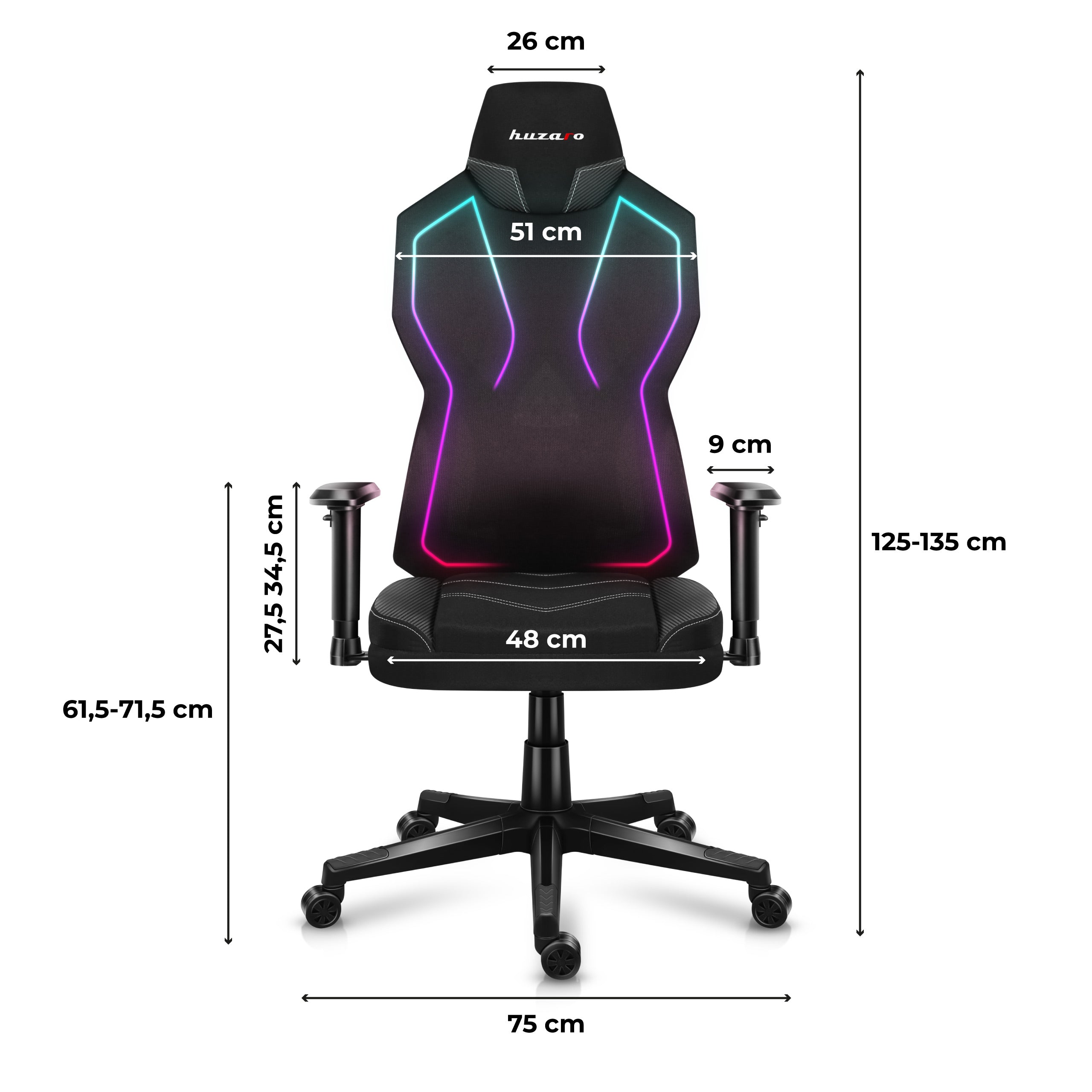 Herní židle Huzaro COMBAT 6.2 Black RGB 