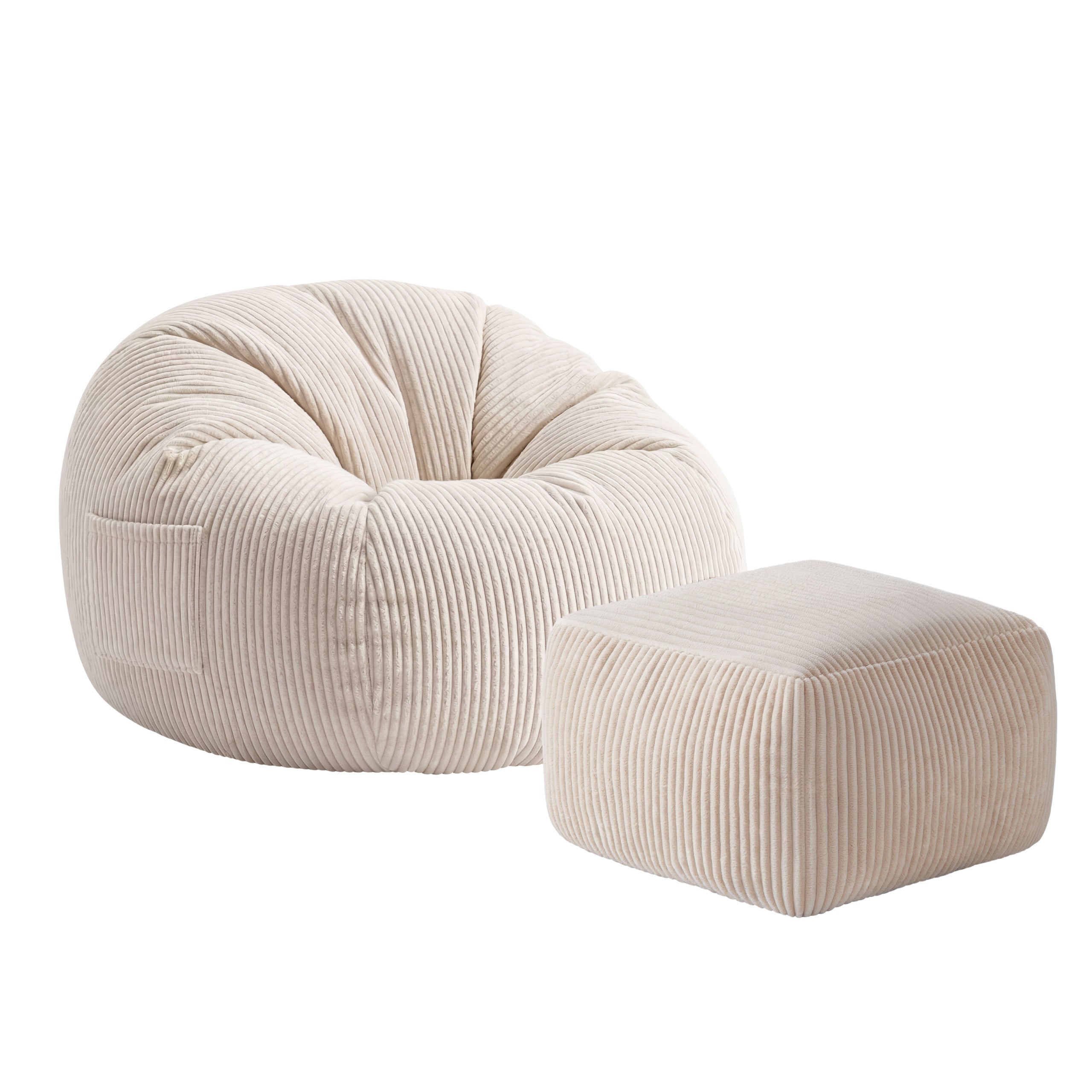 Sztrukcové sedací křeslo s podnožkou Mark Adler Comfy 3.0 Beige