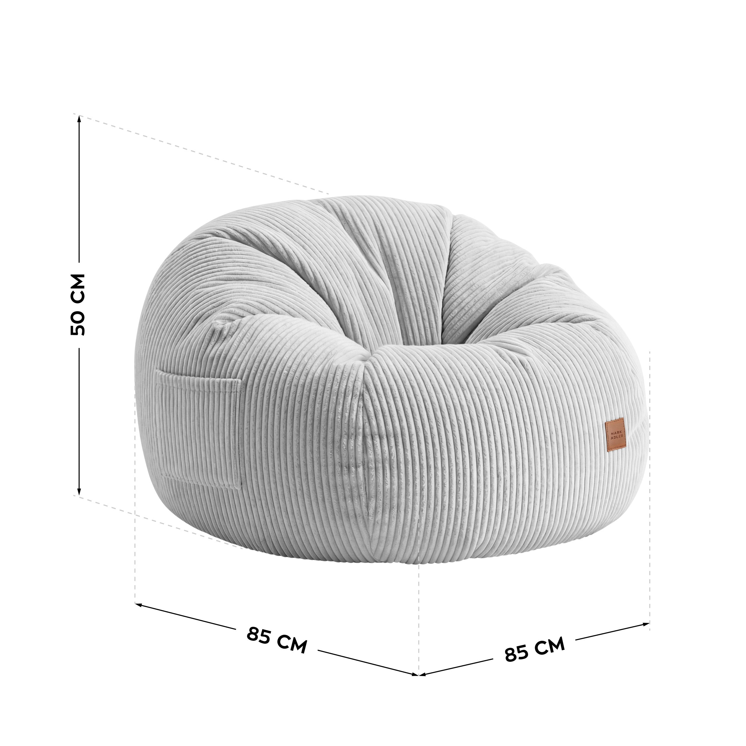 Křeslo puf manšestrový s podnožkou Mark Adler Comfy 3.0 Grey