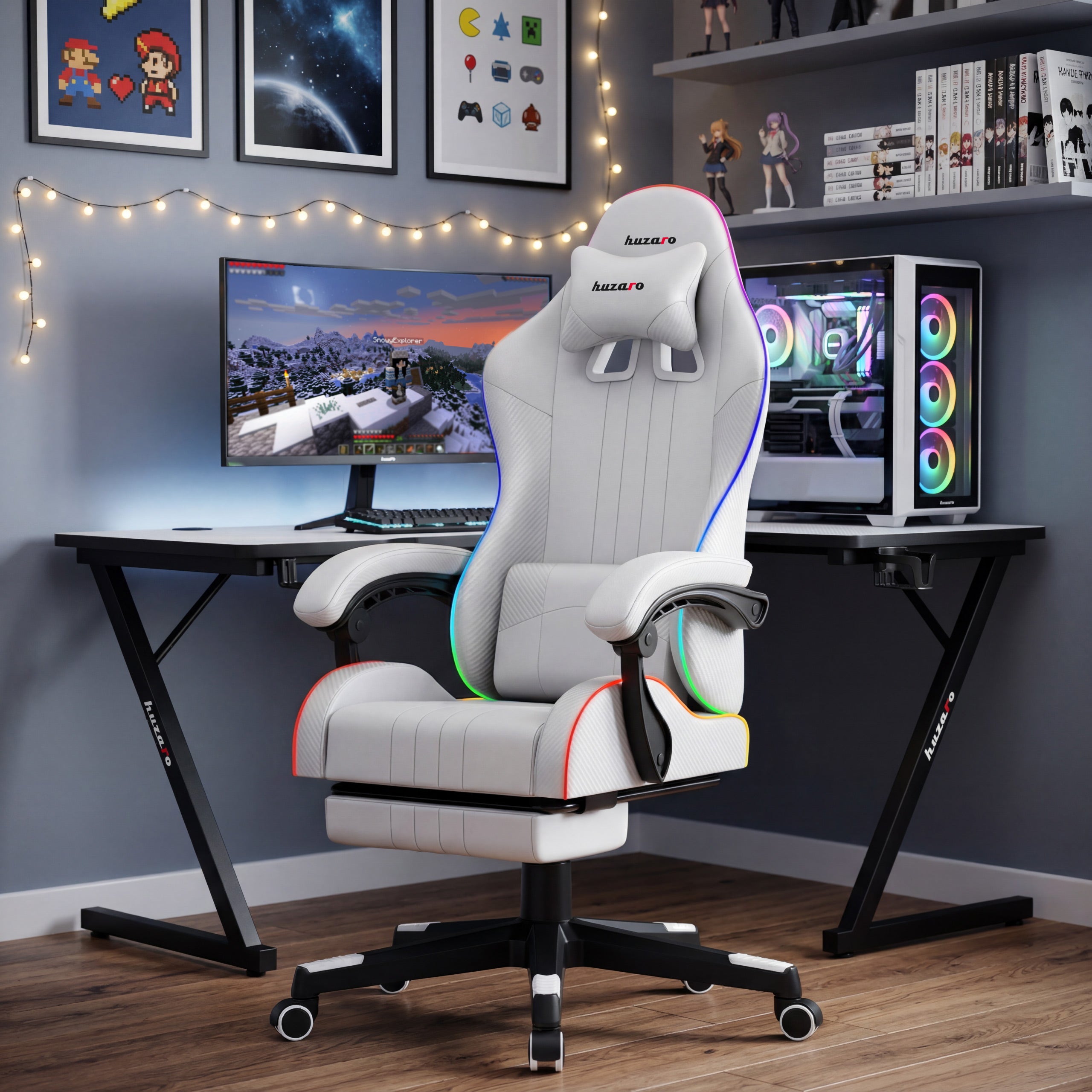 Herní židle HUZARO Force 4.7 White RGB 