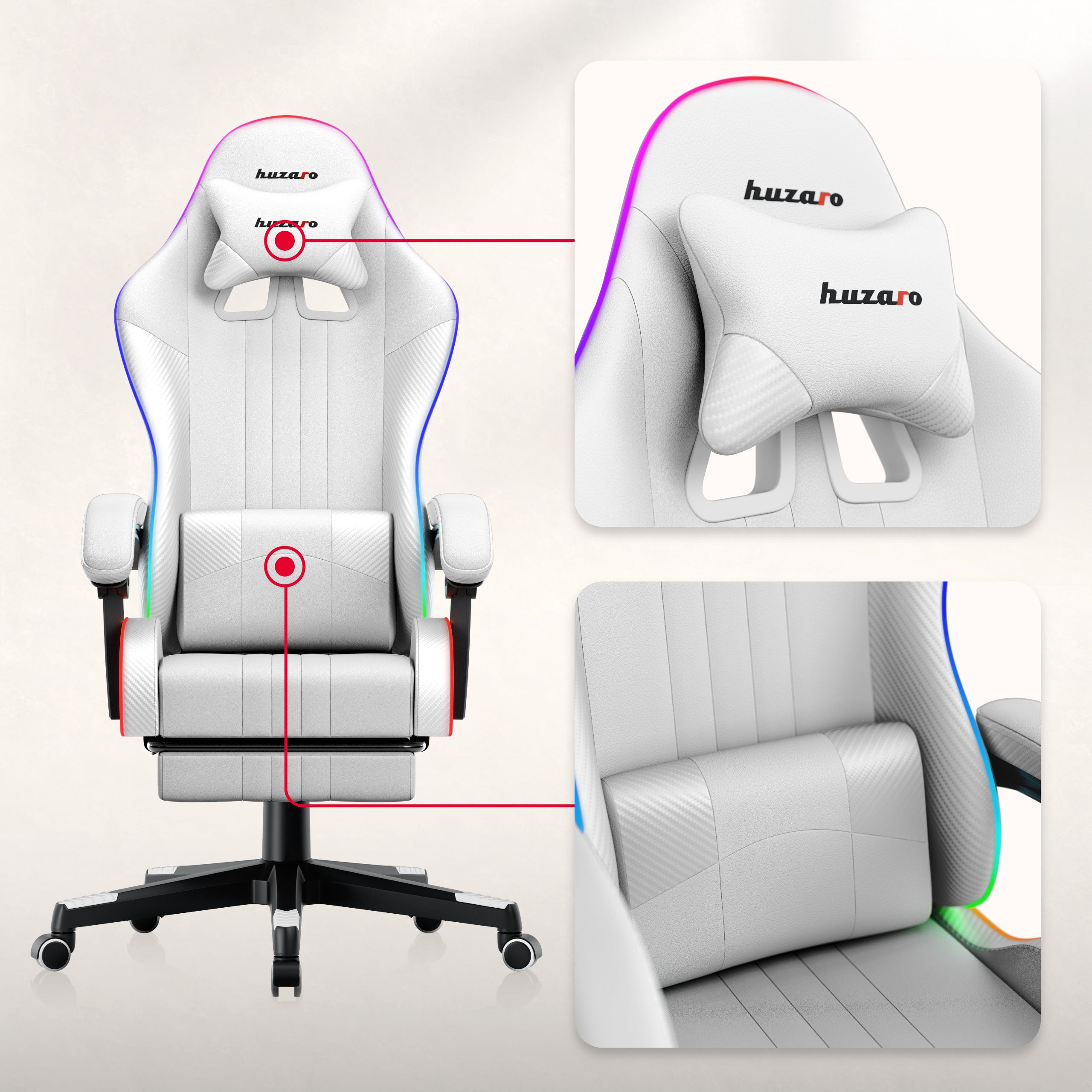Herní židle HUZARO Force 4.7 White RGB 