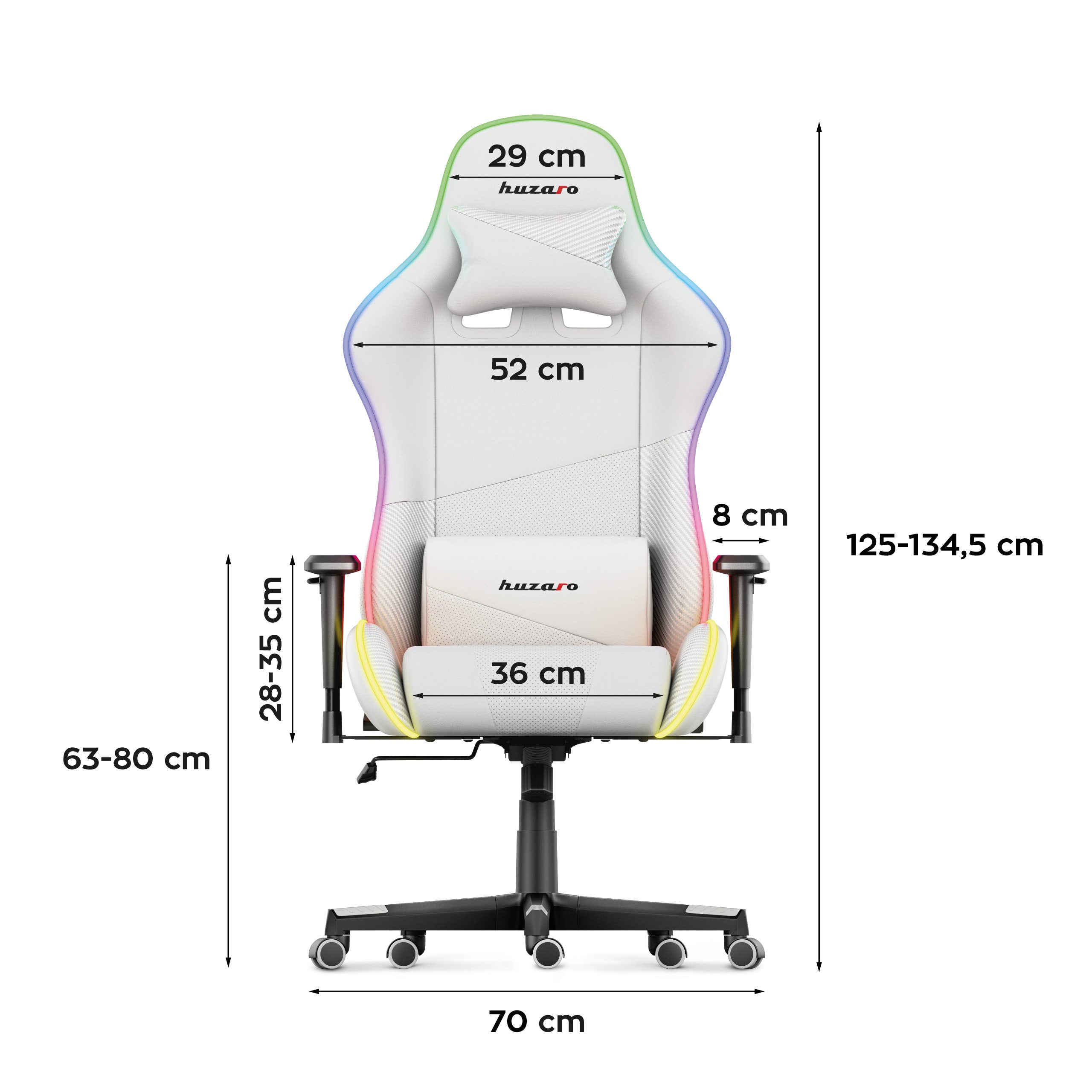 Herní židle HUZARO FORCE 6.2 s bílým RGB LED podsvícením 