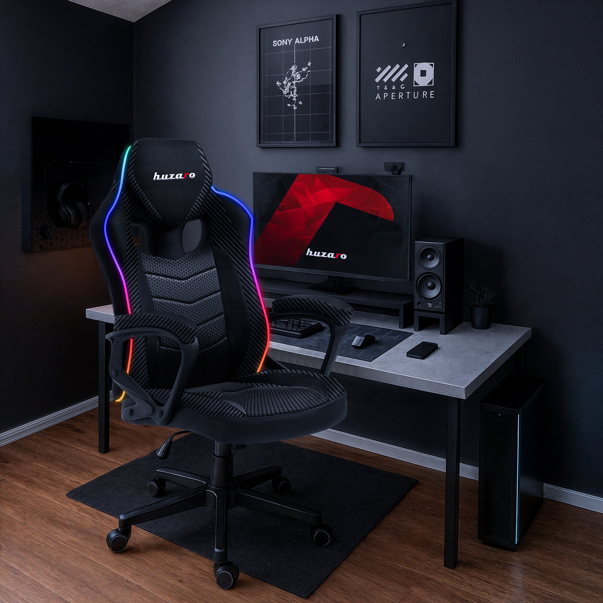 Herní židle Huzaro Force 2.5 RGB s karbonovou síťovinou 
