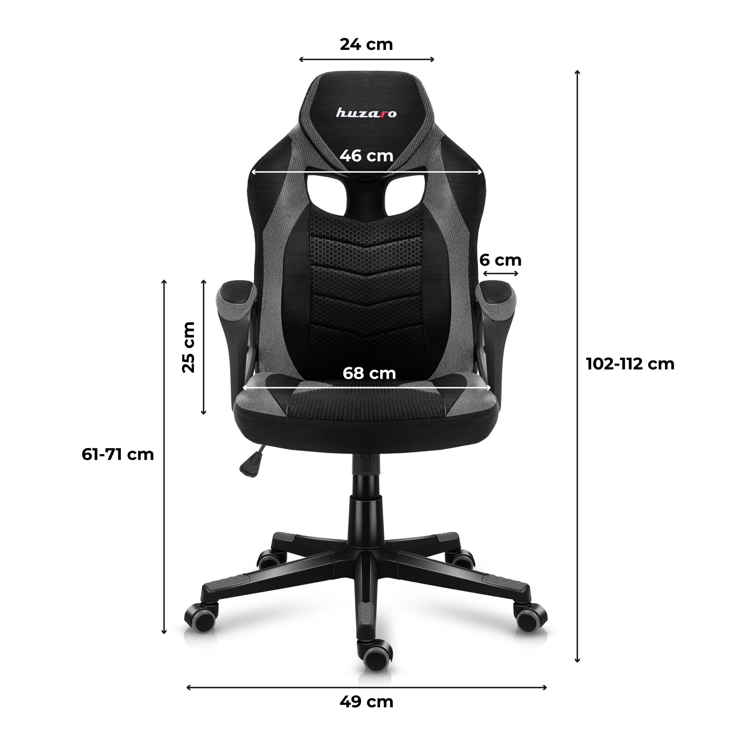 Herní židle Huzaro FORCE 2.5 šedá síťovina 