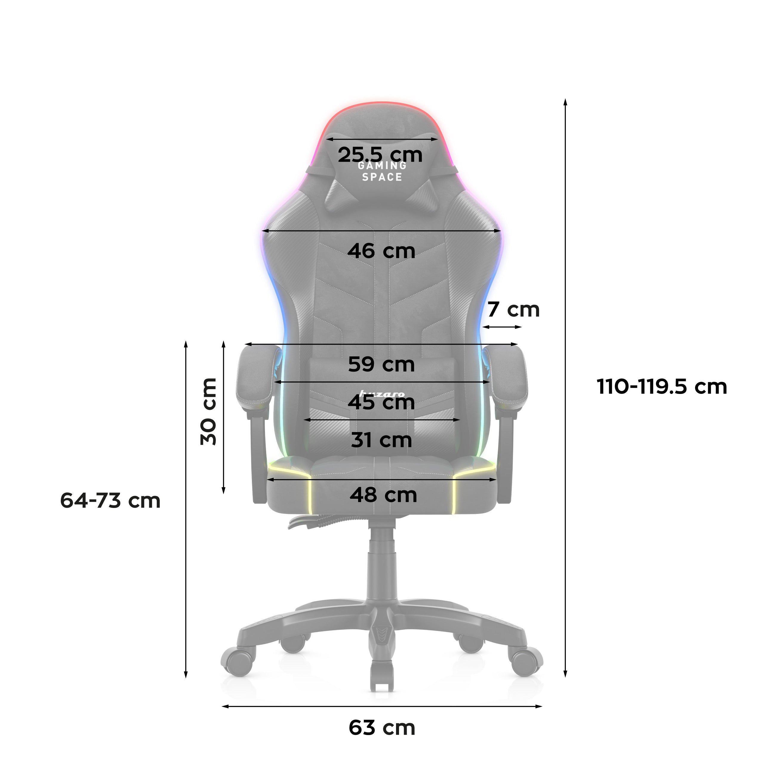 Herní židle Huzaro Force 2.7 RGB Black samet 