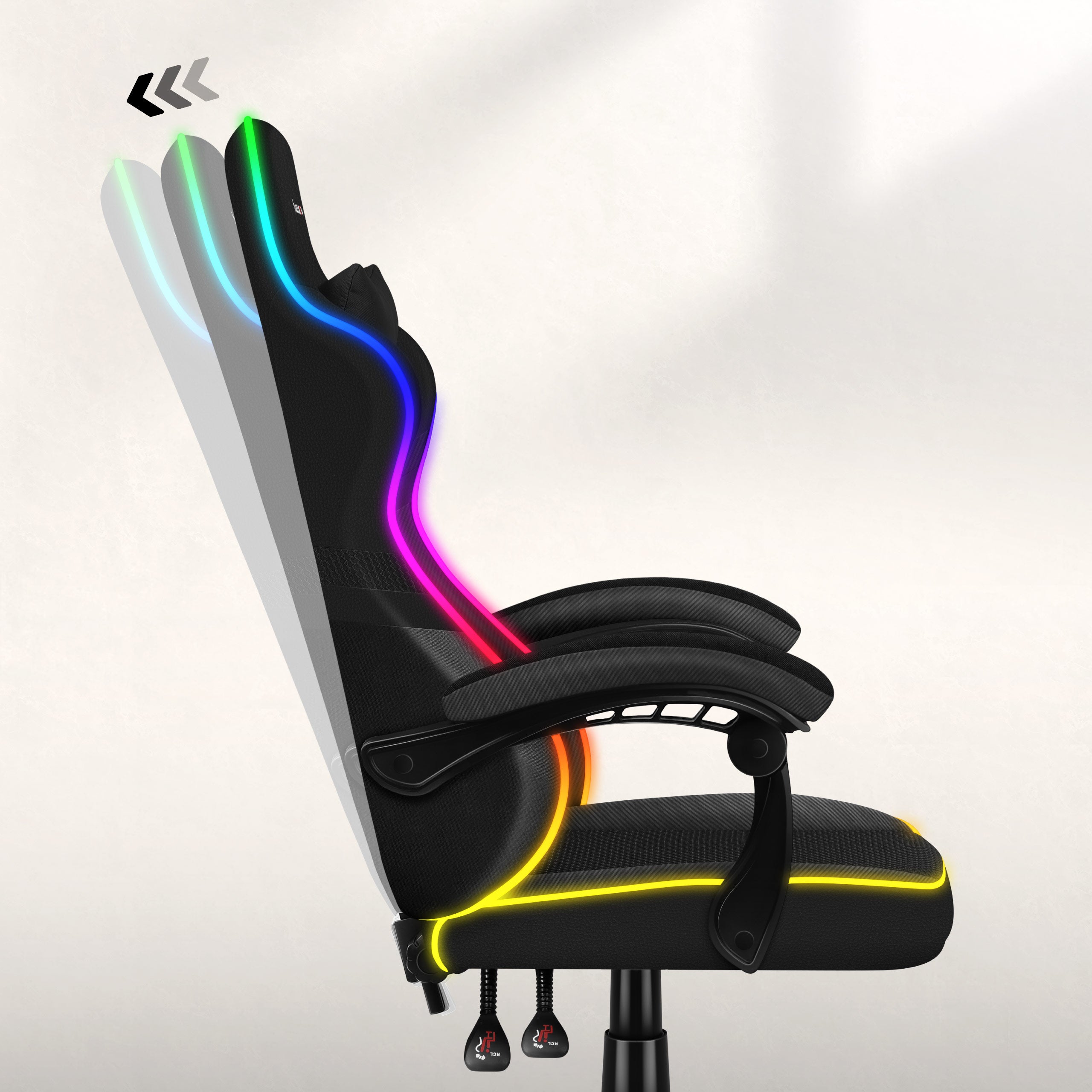 Herní židle Huzaro FORCE 4.4 RGB s černým síťovaným podsvícením 
