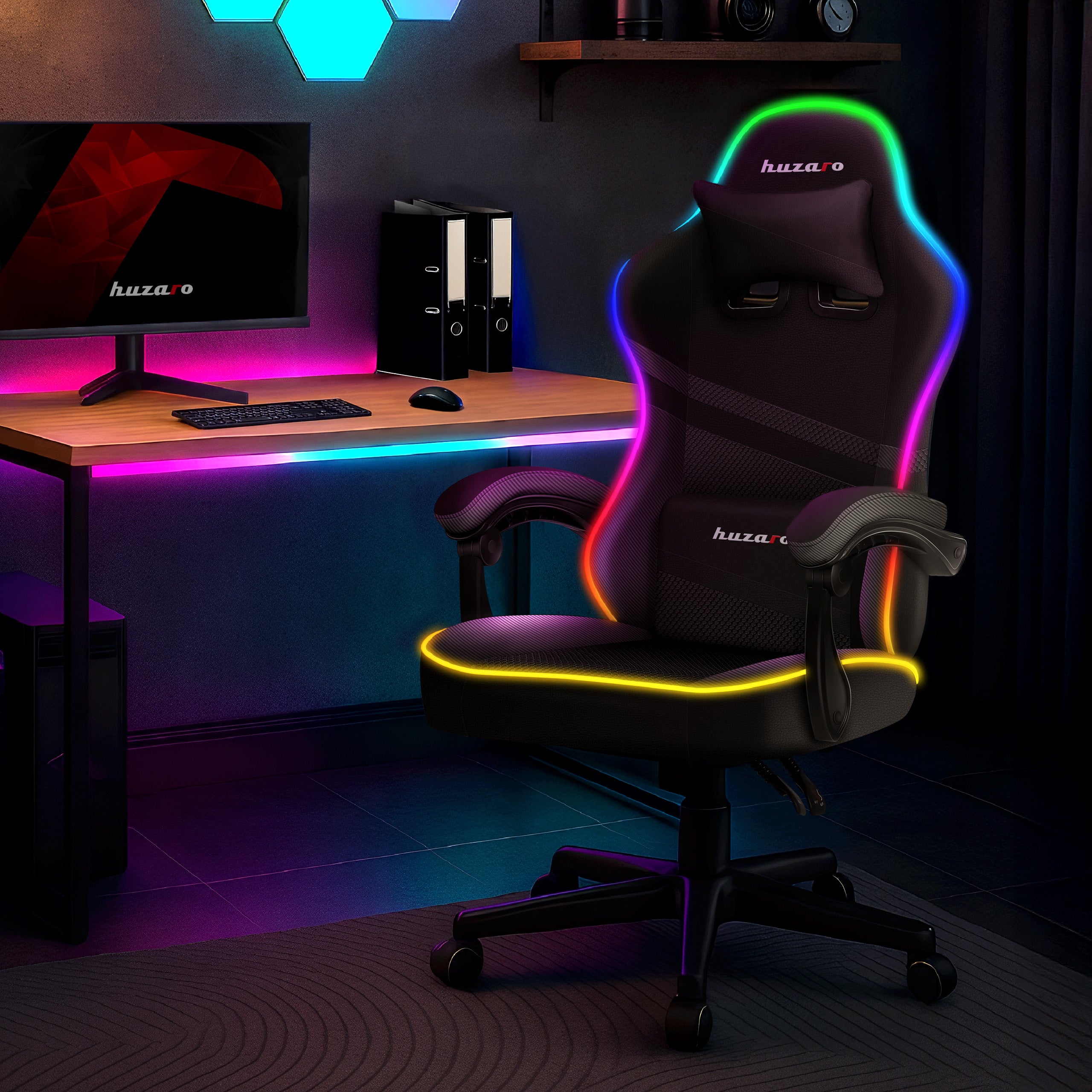 Herní židle Huzaro FORCE 4.4 RGB s černým síťovaným podsvícením 