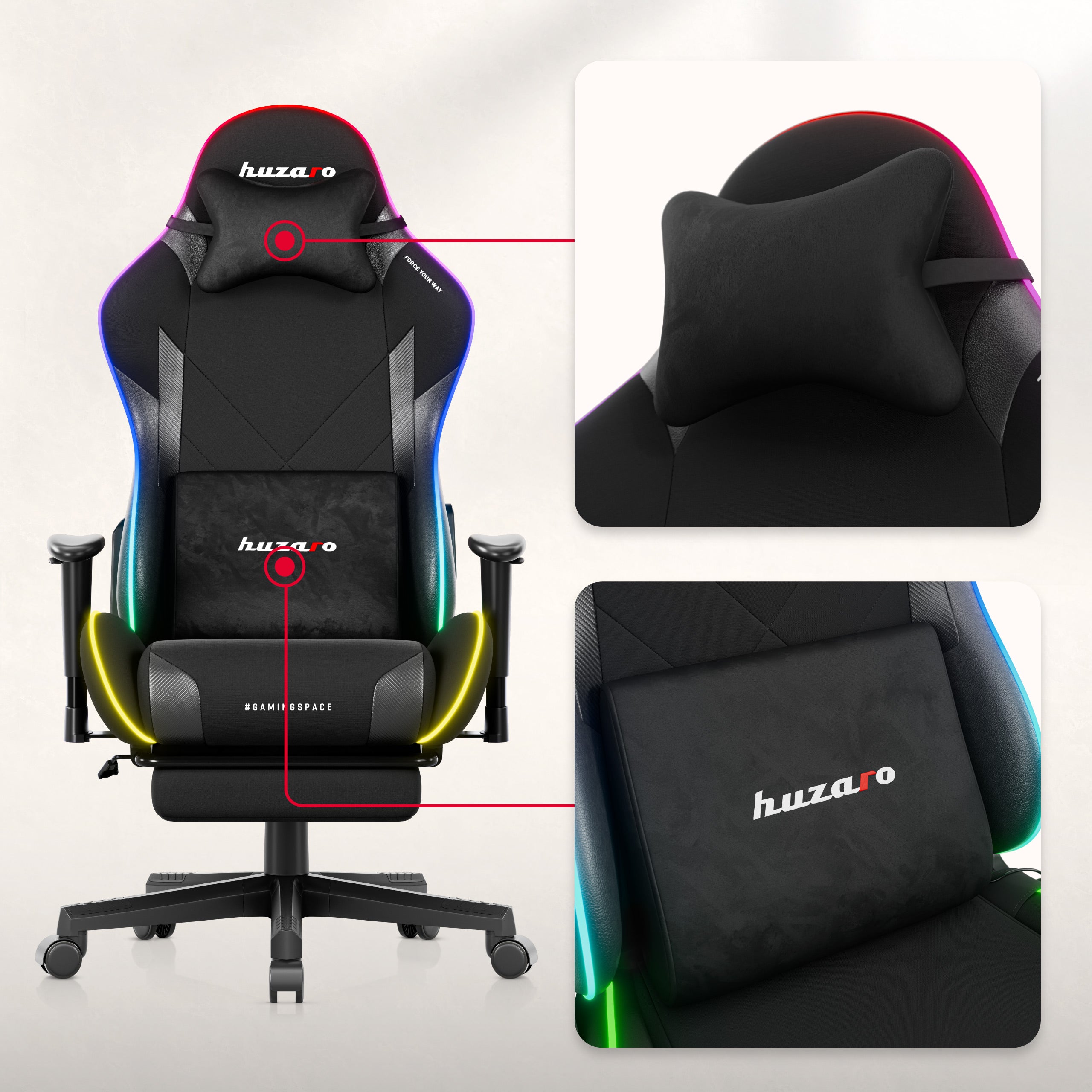 Herní židle Huzaro Force 5.7 Black RGB LED