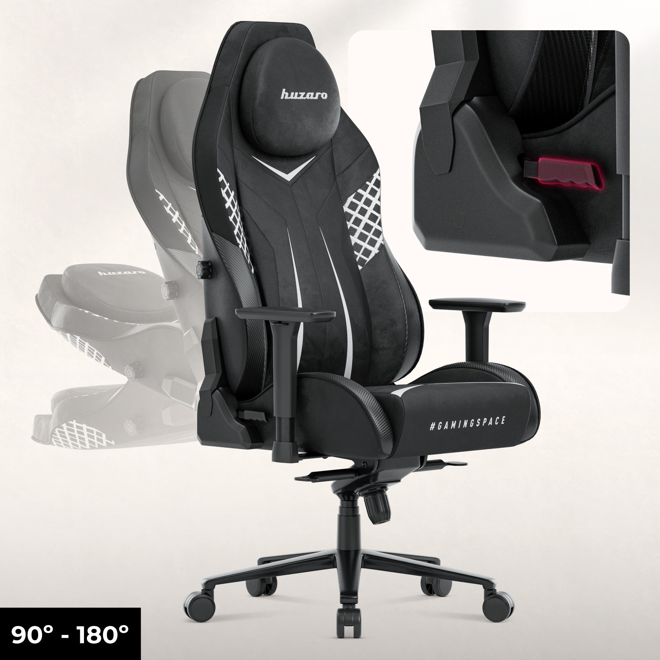 Gamingové křeslo z semiše Huzaro Force 8.3 Carbon Black