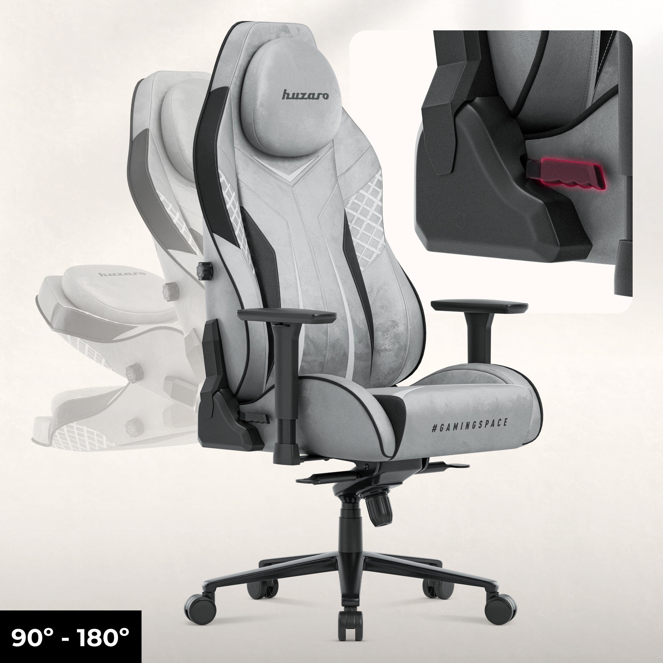 Herní křeslo semišové Huzaro Force 8.3 Grey