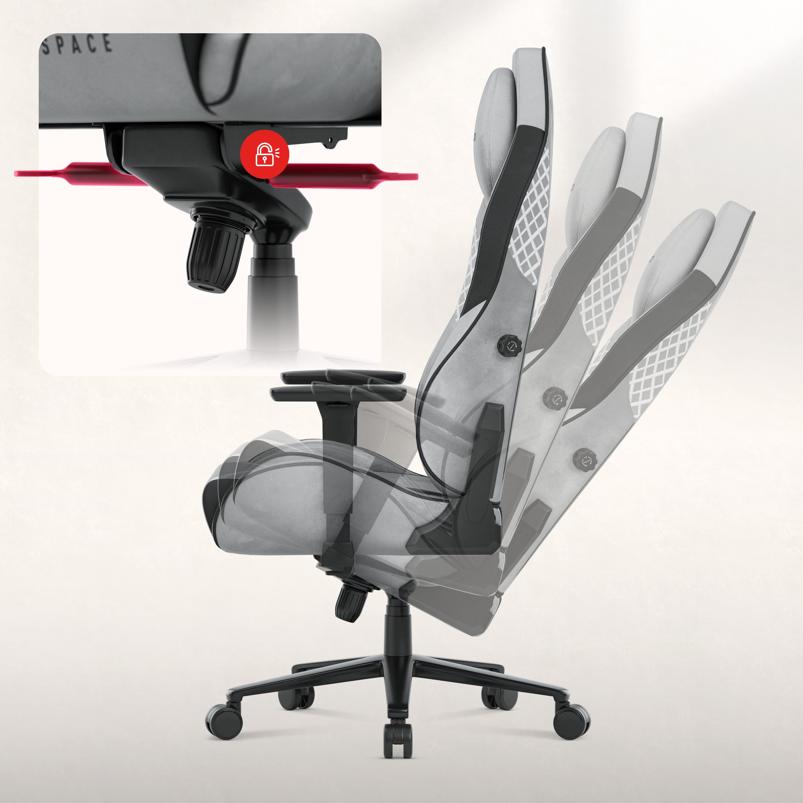 Herní křeslo semišové Huzaro Force 8.3 Grey