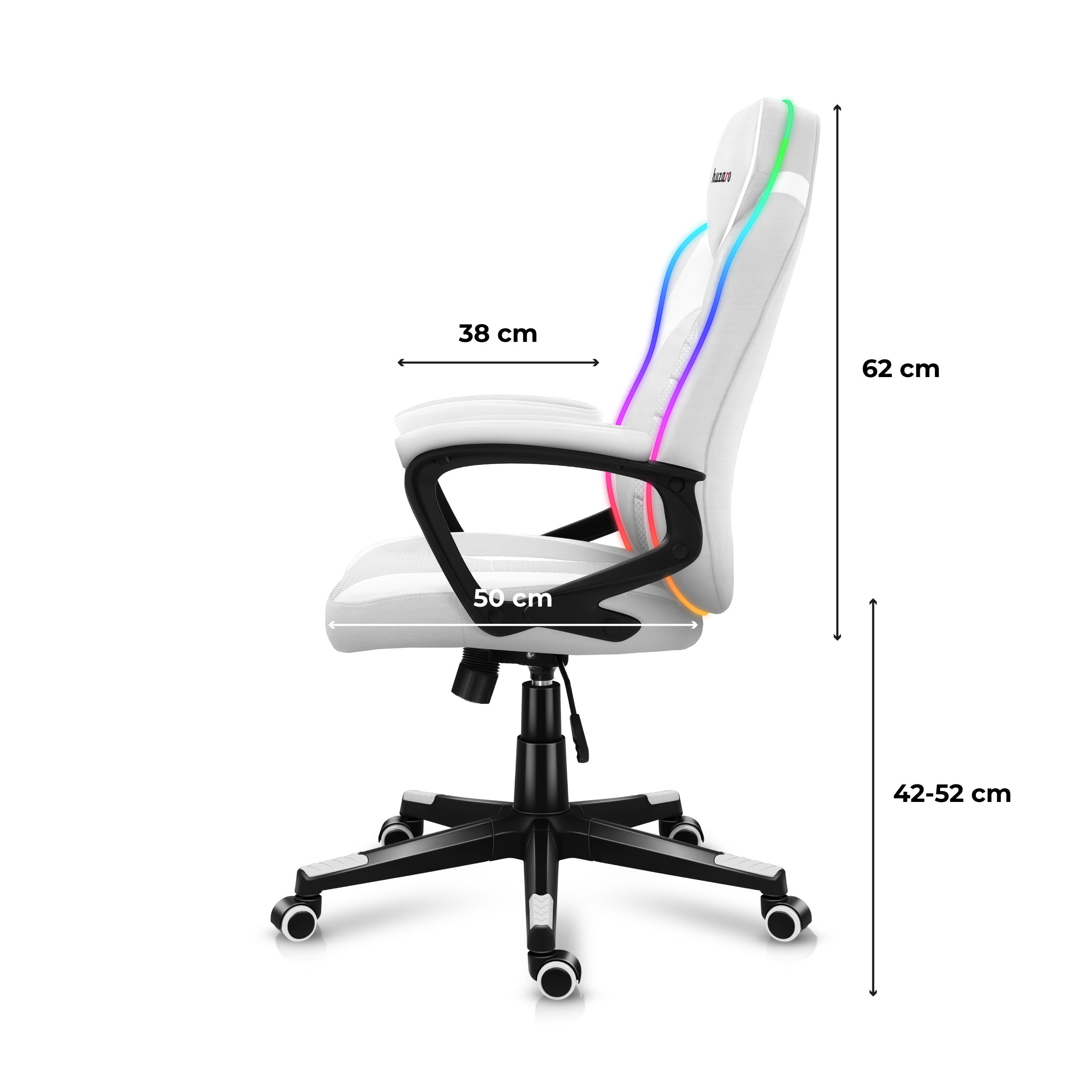 Herní židle Huzaro Force 2.5 RGB s bílým síťovaným podsvícením 