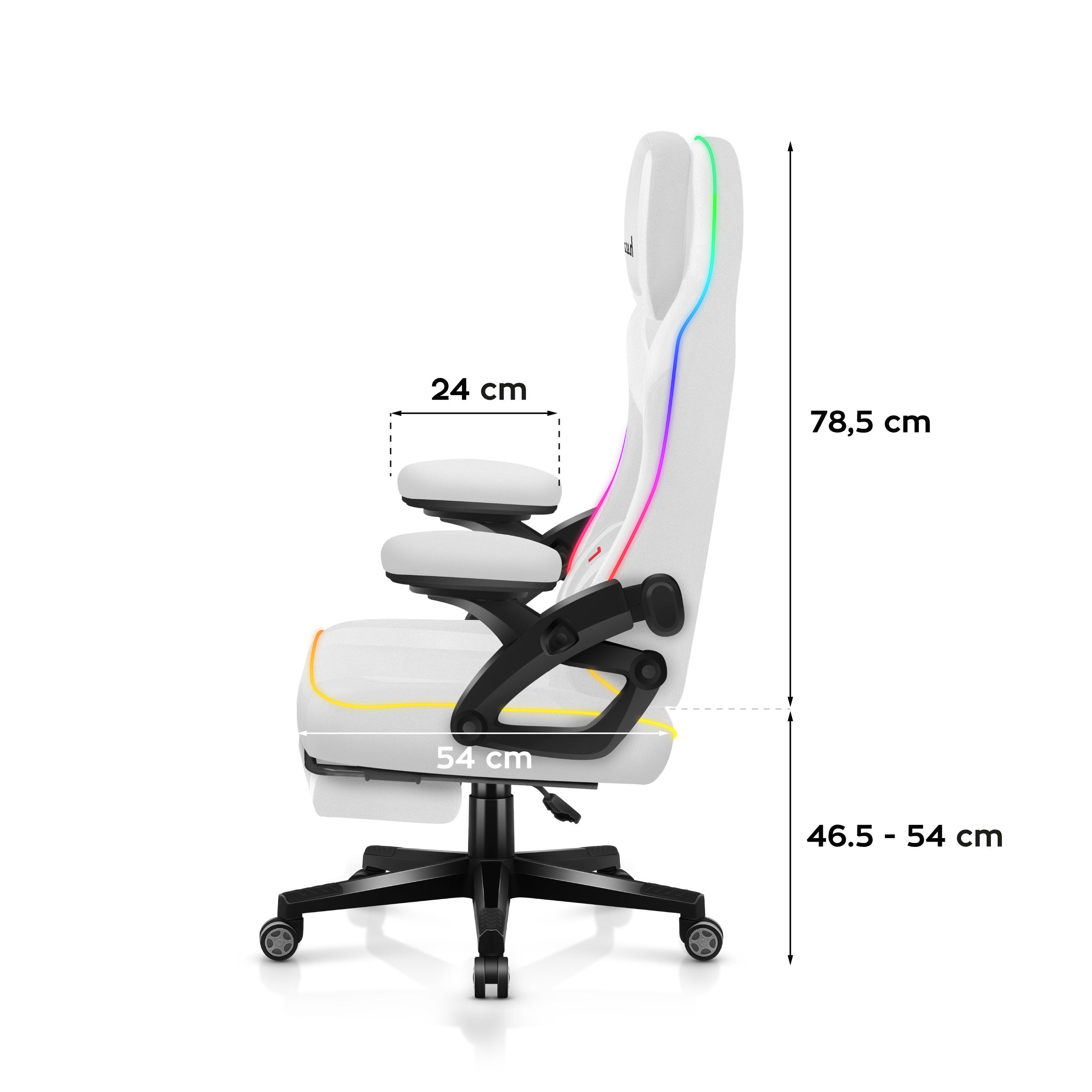 Chytrá herní židle Huzaro Force 4.6 s bílým RGB podsvícením