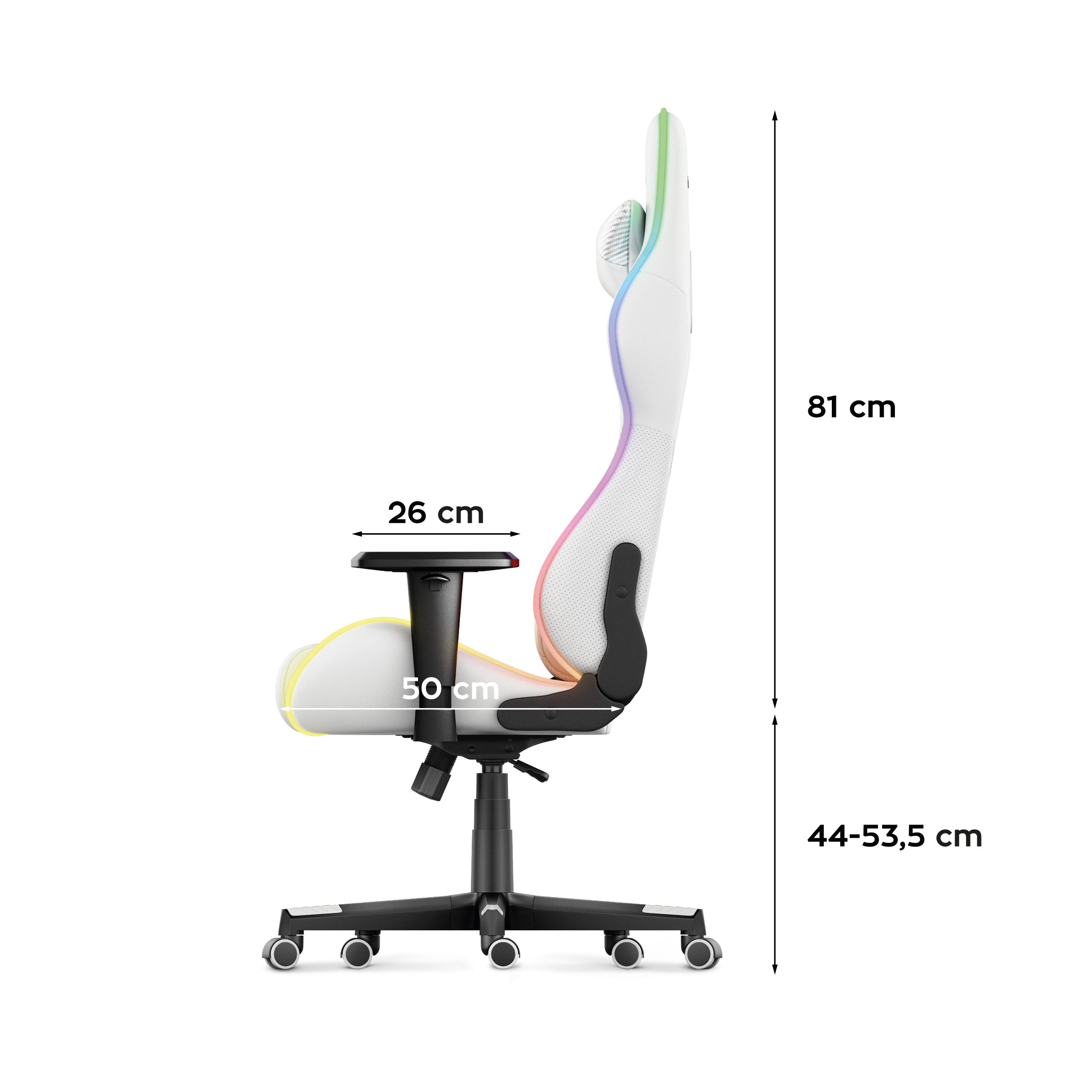 Herní židle HUZARO FORCE 6.2 s bílým RGB LED podsvícením 