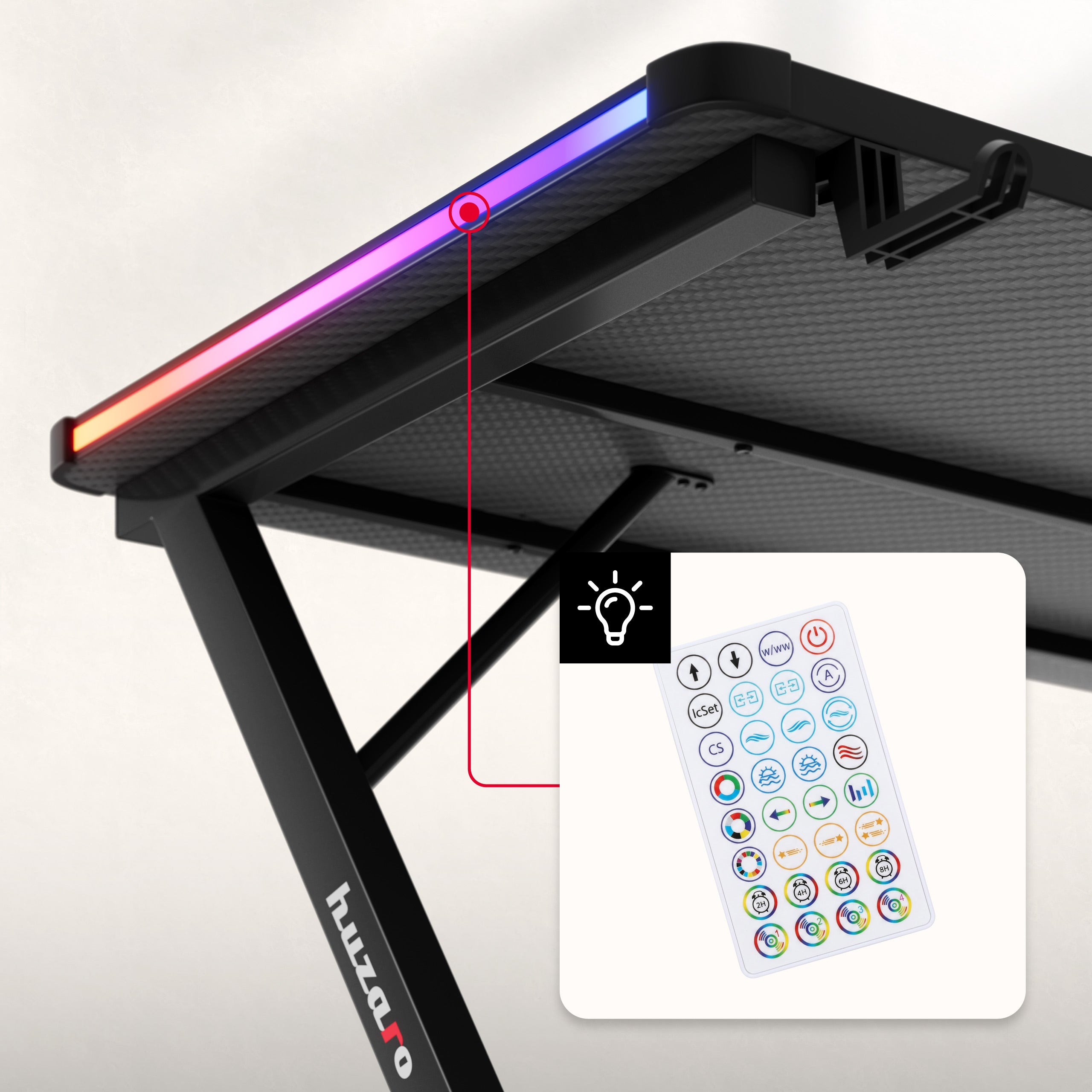 Herní stůl Huzaro Hero 2.5 RGB LED 120 cm 