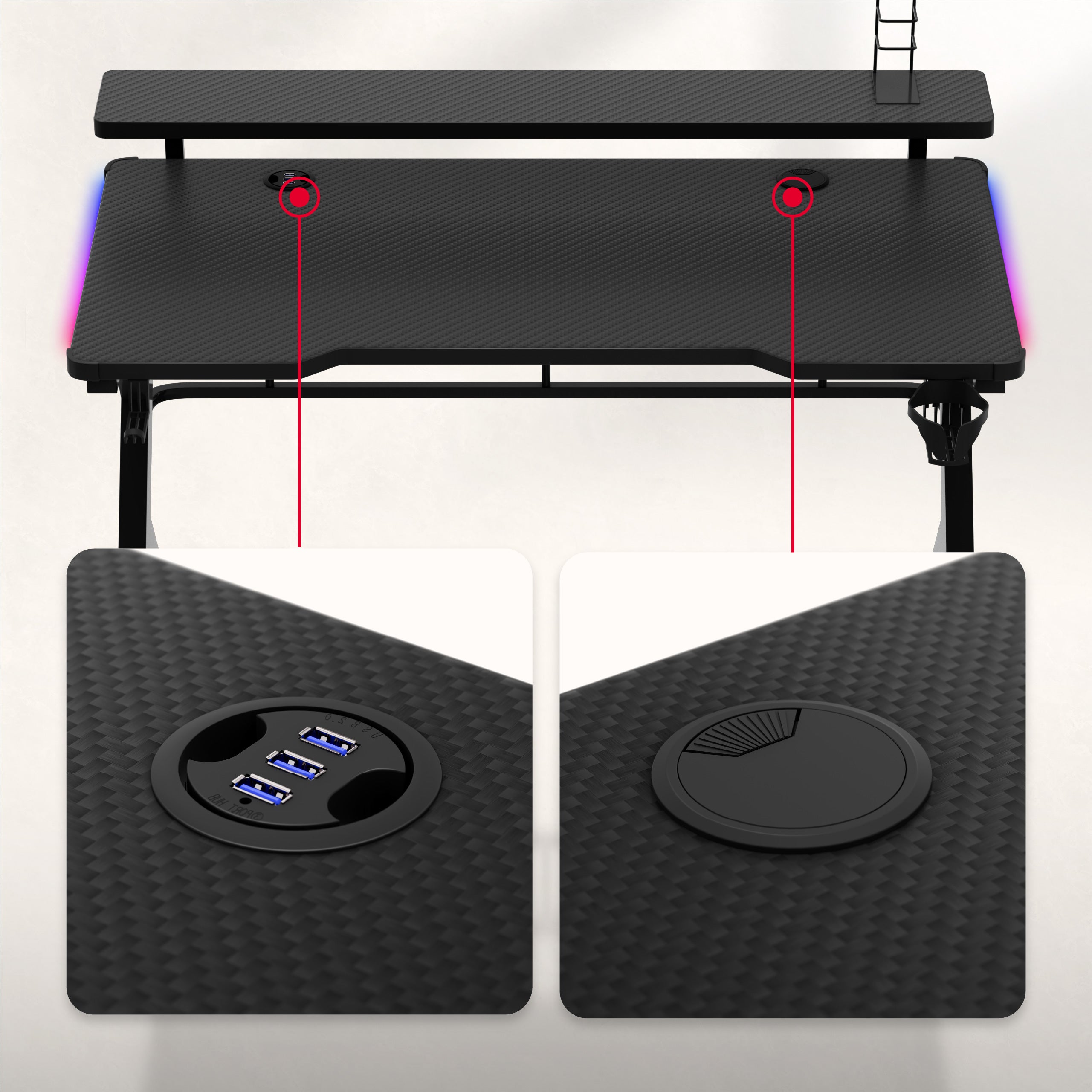 Herní stůl Huzaro Hero 5.0 RGB LED 120 cm 