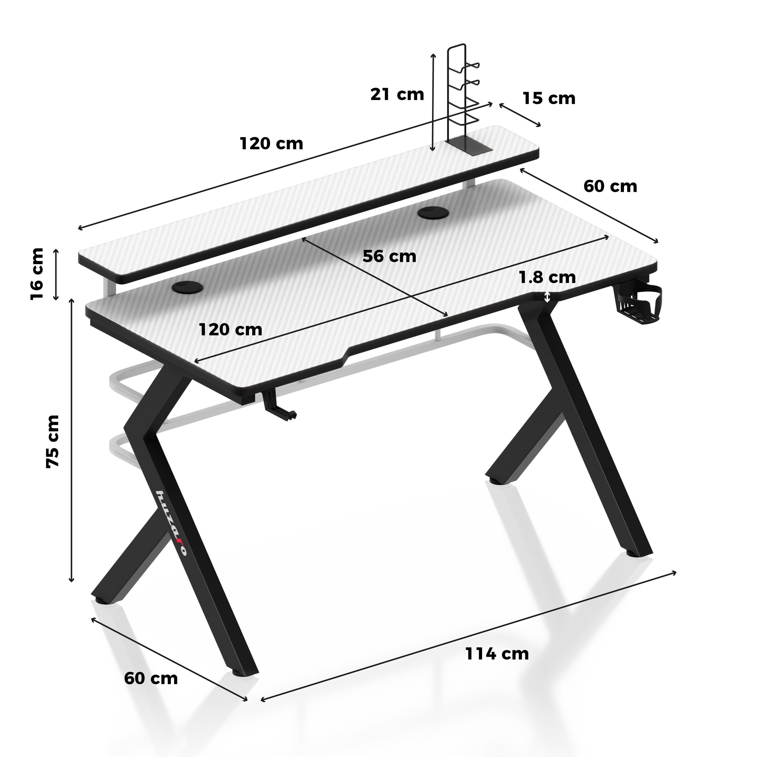 Herní stůl Huzaro Hero 5.0 bílý 120 cm 