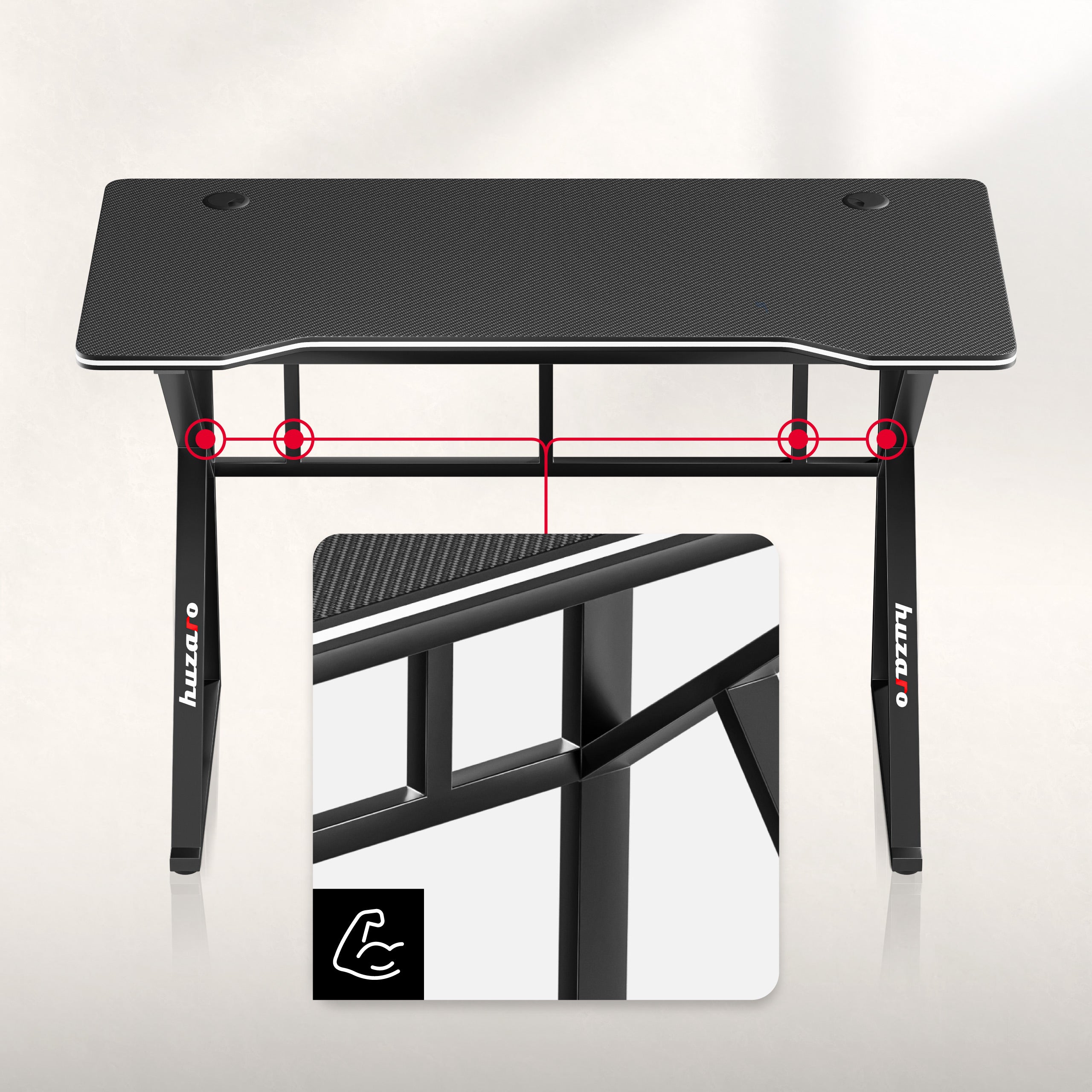 Herní stůl Huzaro Hero 1.6 černý 120 cm 