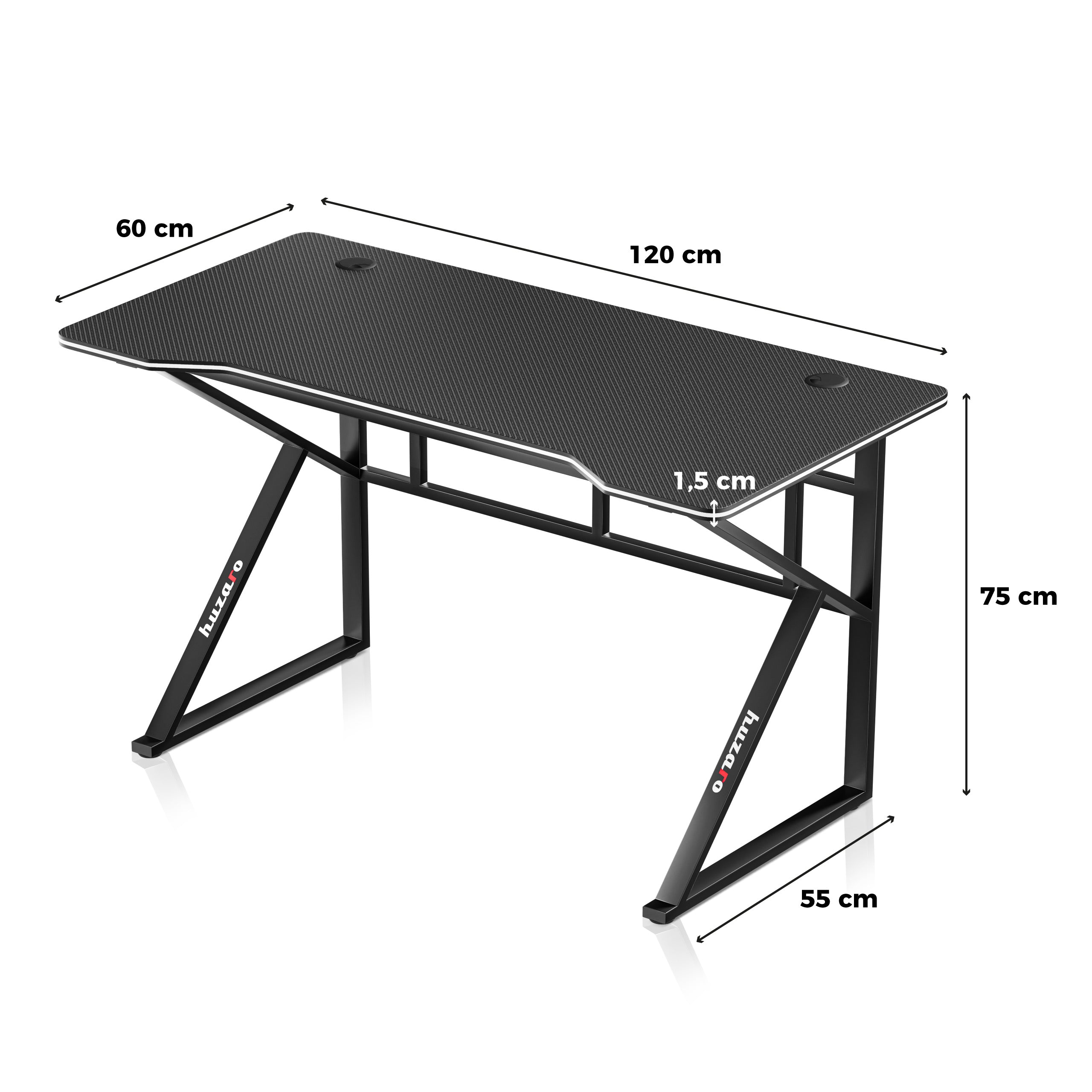 Herní stůl Huzaro Hero 1.6 černý 120 cm 