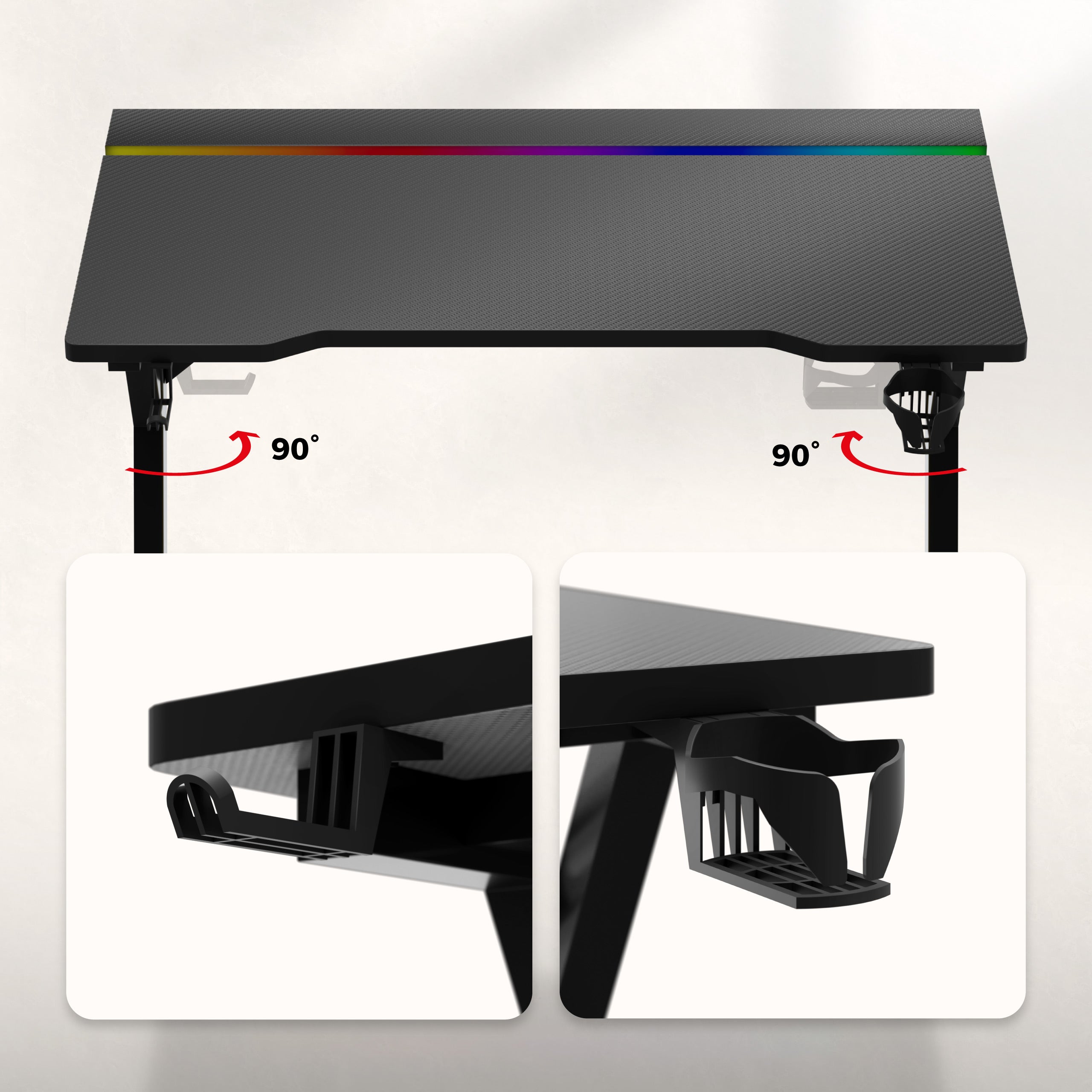 Herní stůl s LED osvětlením Hero 2.4 RGB Black