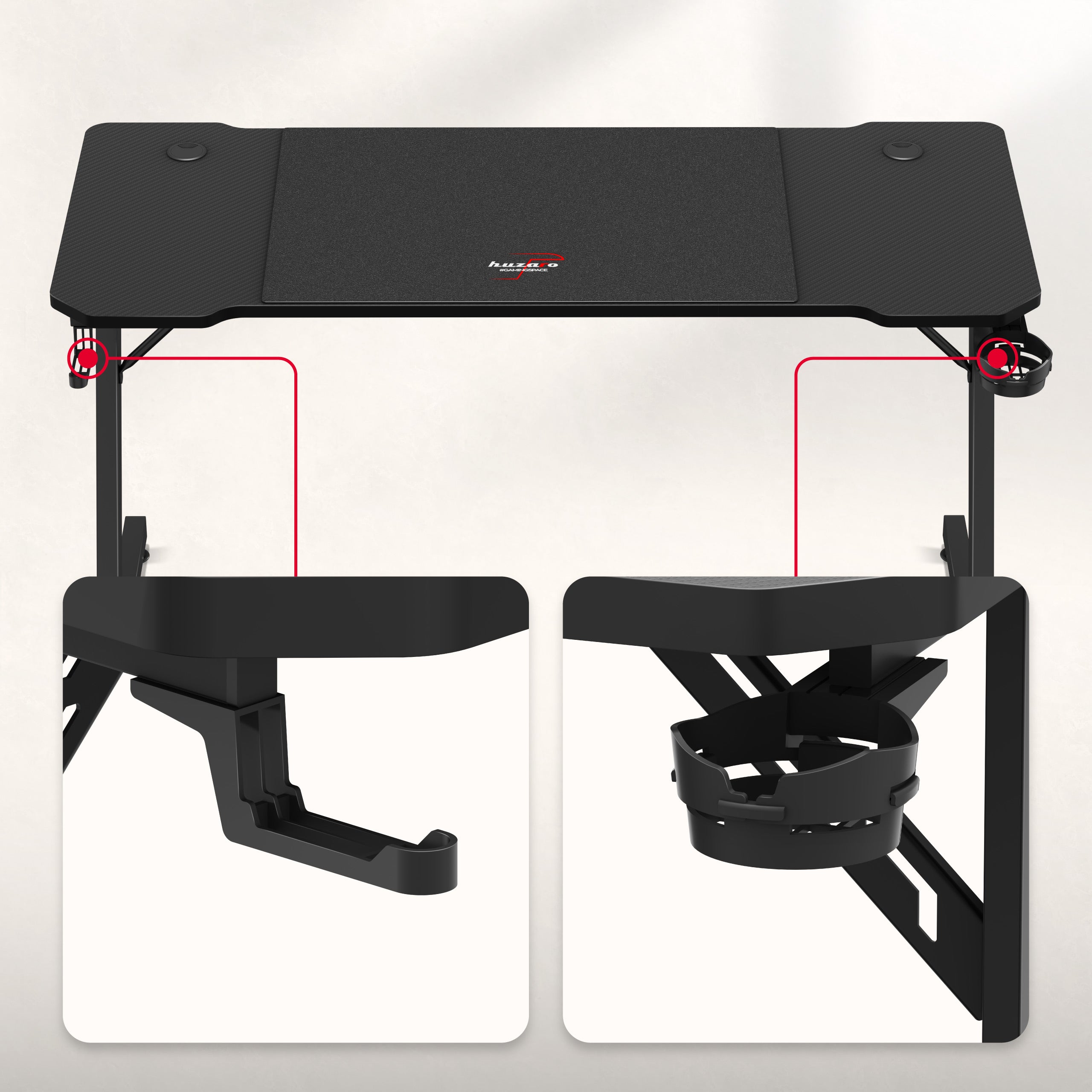 Herní stůl Huzaro Hero 3.3 černý 140 cm 