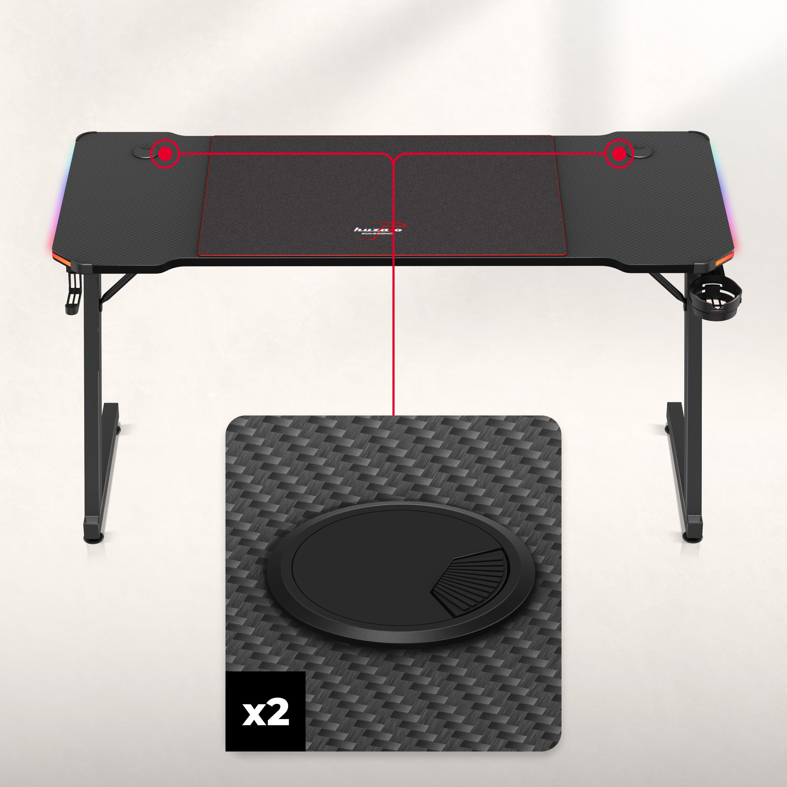 Herní stůl Huzaro Hero 3.3 RGB 140 cm 