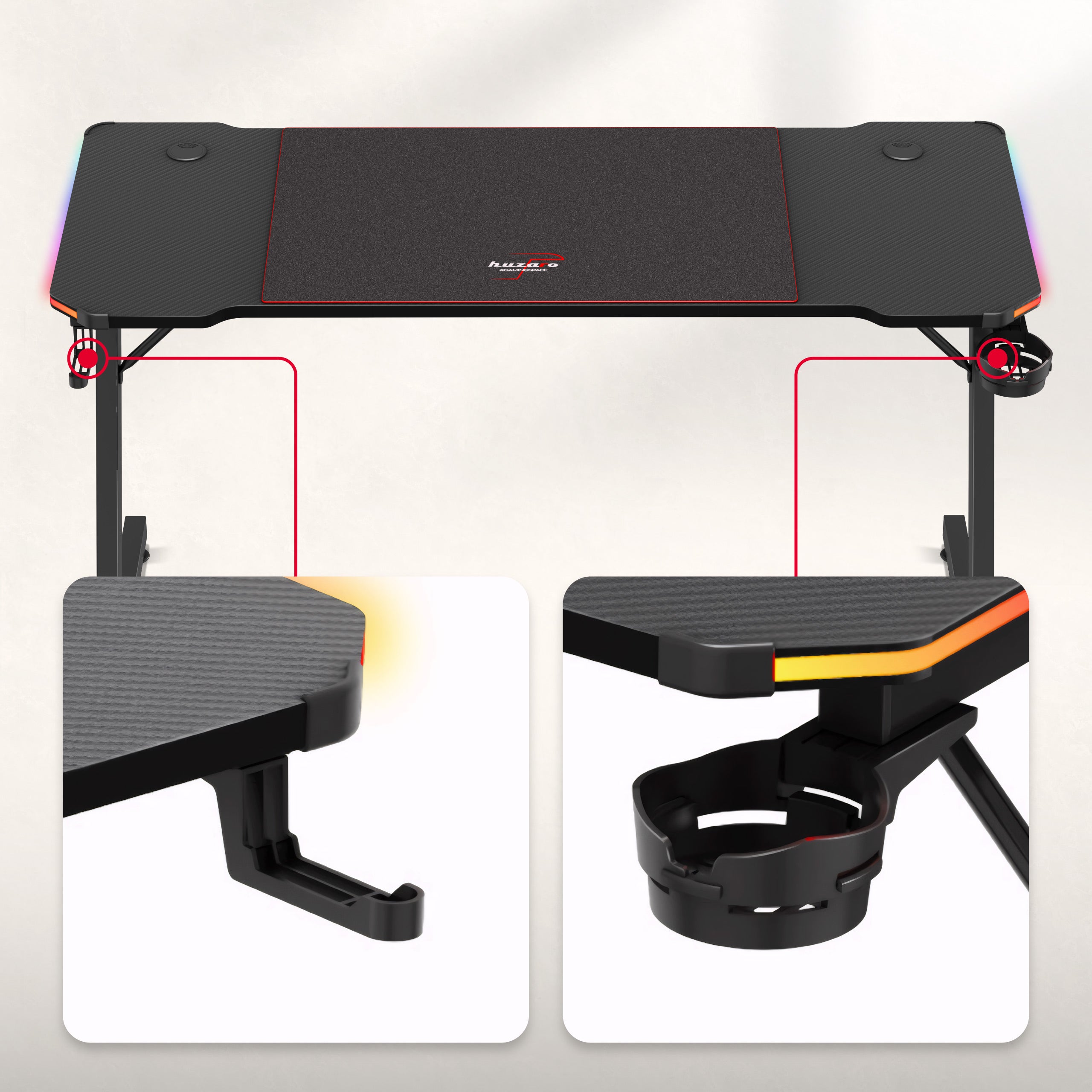 Herní stůl Huzaro Hero 3.3 RGB 140 cm 