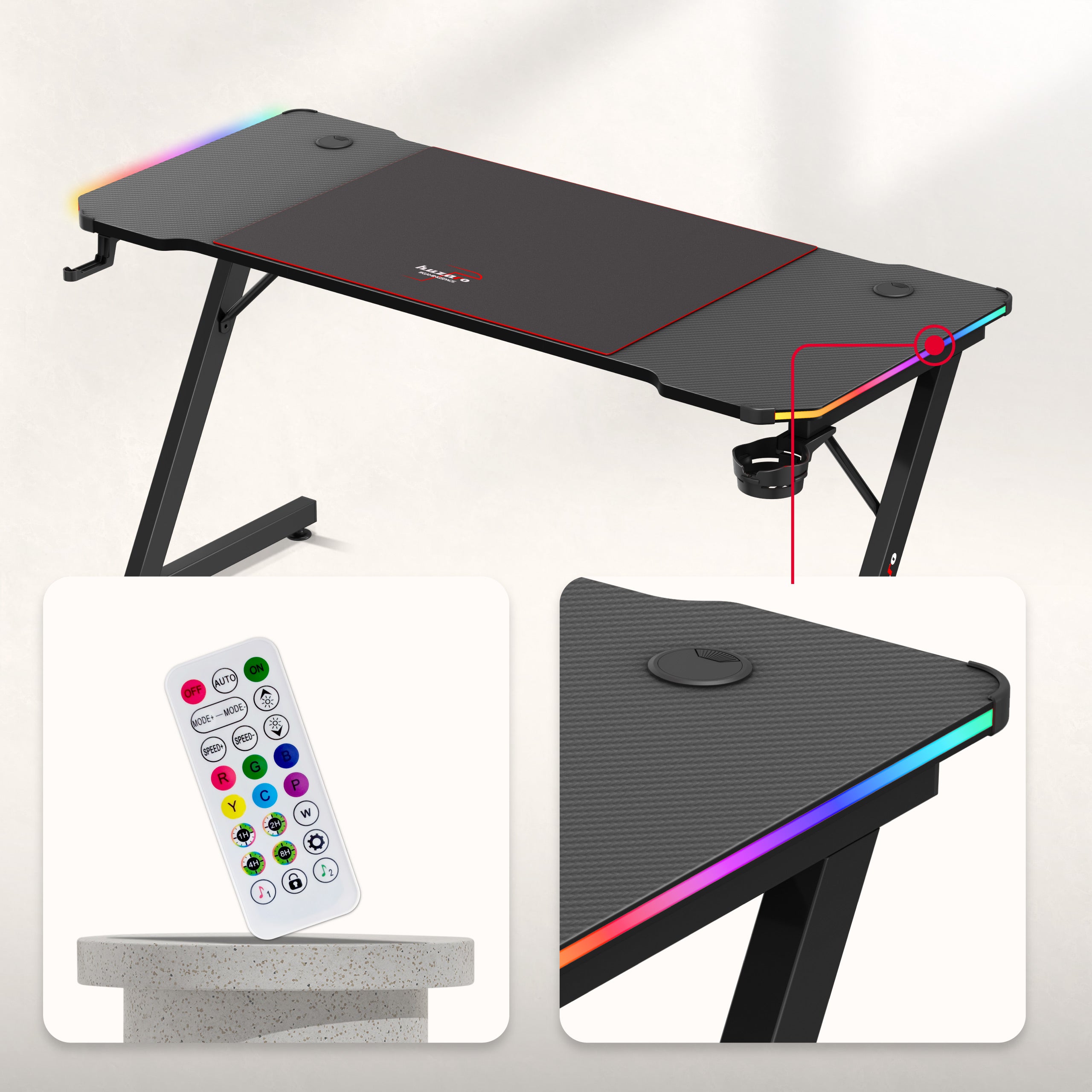 Herní stůl Huzaro Hero 3.3 RGB 140 cm 