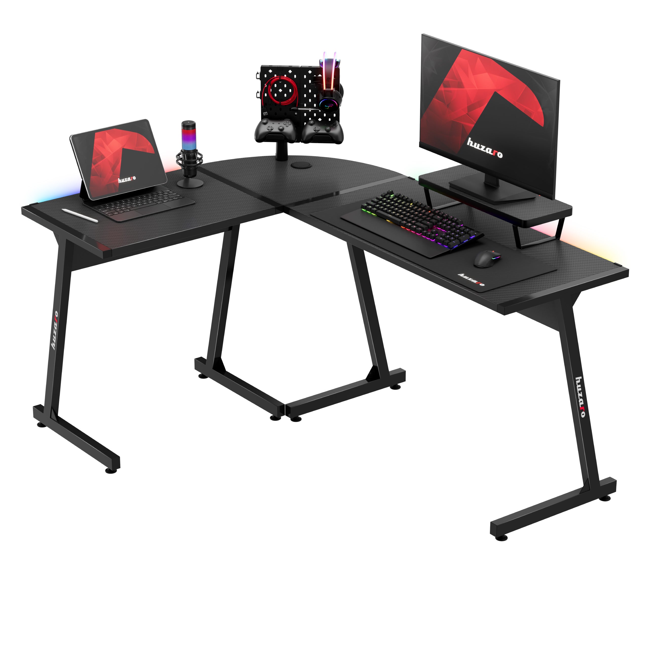 HUZARO HERO 6.0 Černý RGB Chytrý herní stůl 147 cm 