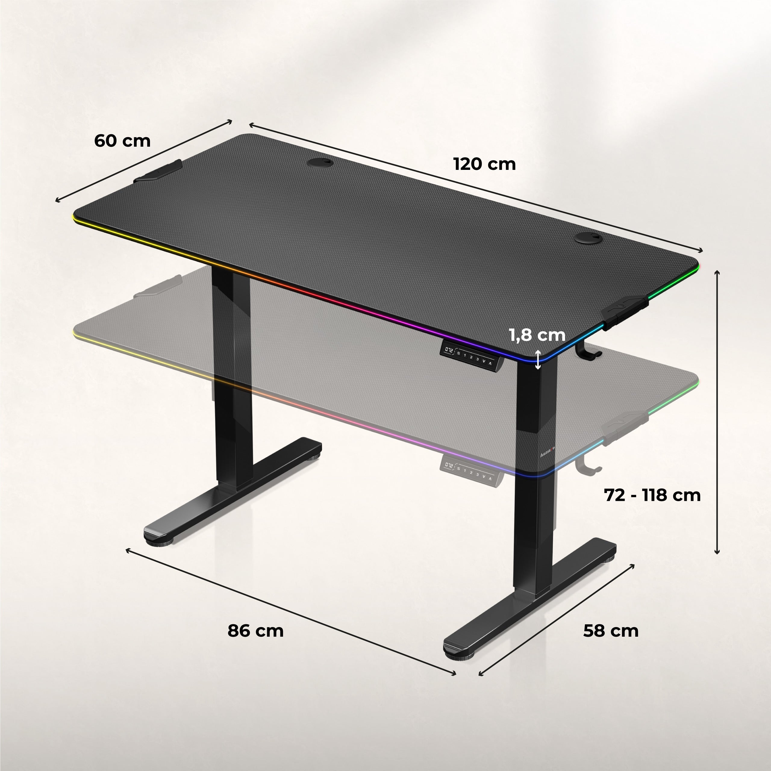 Elektrický stůl Huzaro Hero 8.2 RGB 120 cm 