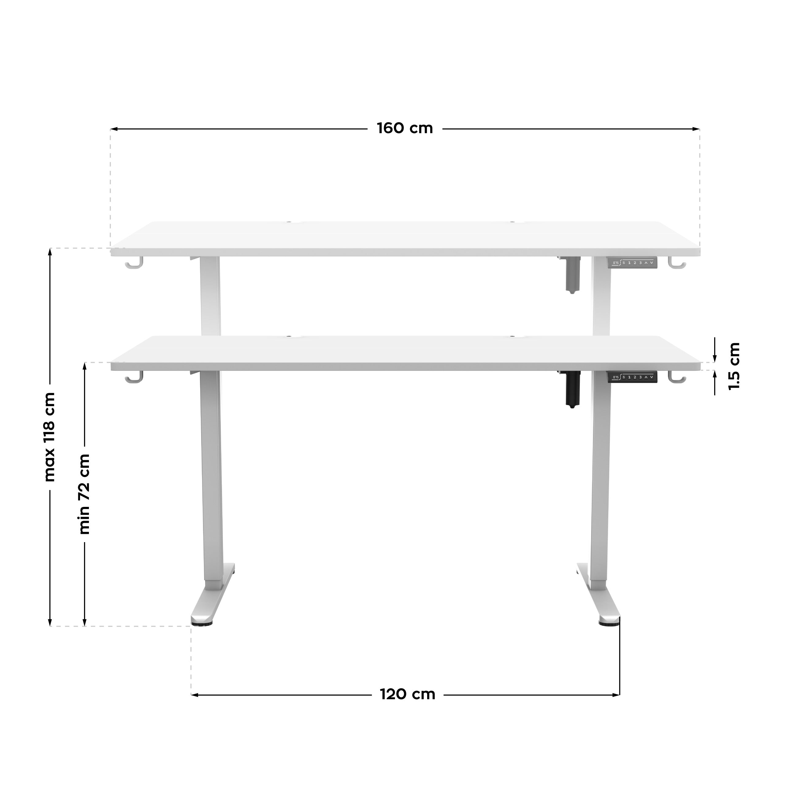 Mark Adler Leader 7.6 bílý elektrický stůl 160 cm 