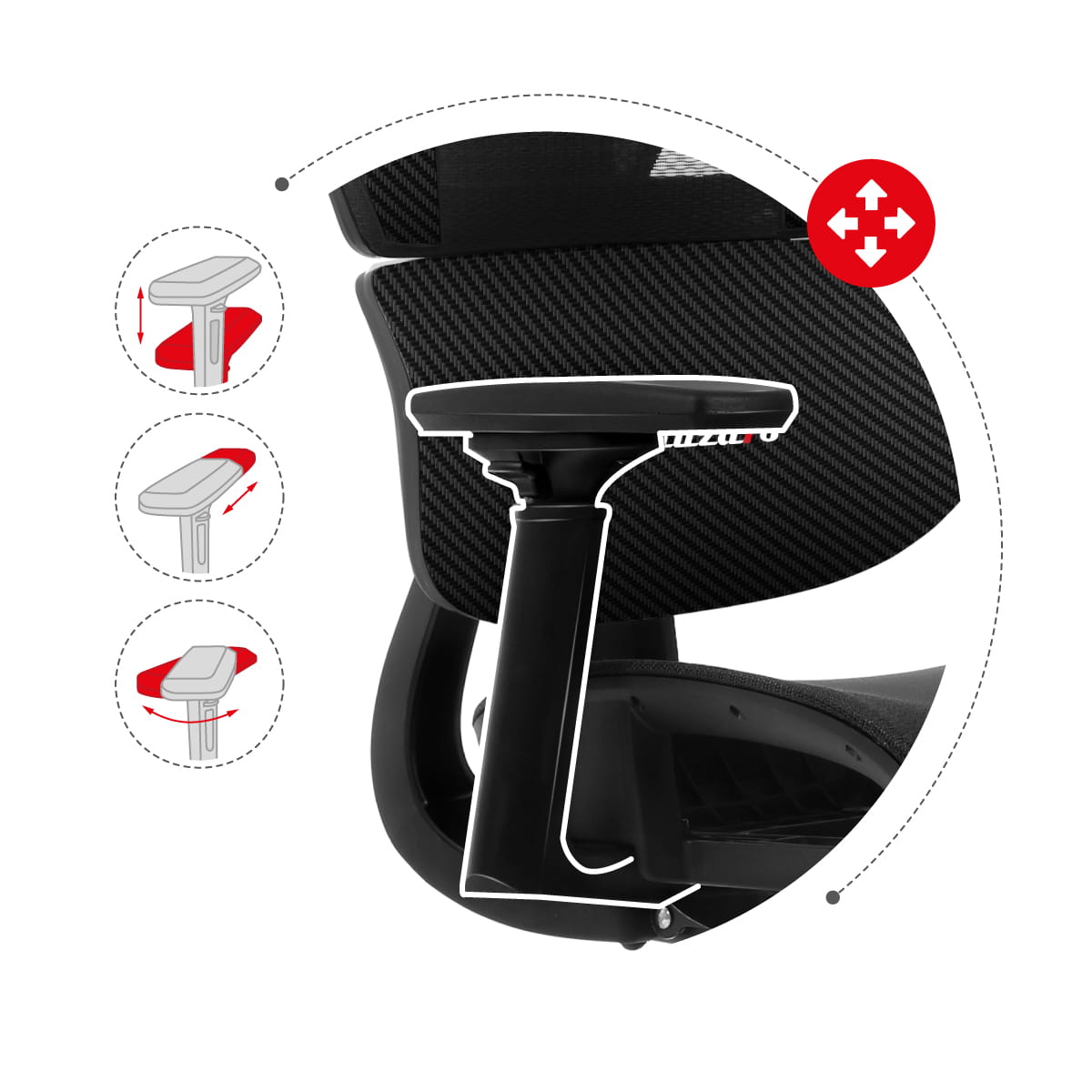 Herní židle Huzaro Combat 8.0 v karbonově černé barvě 