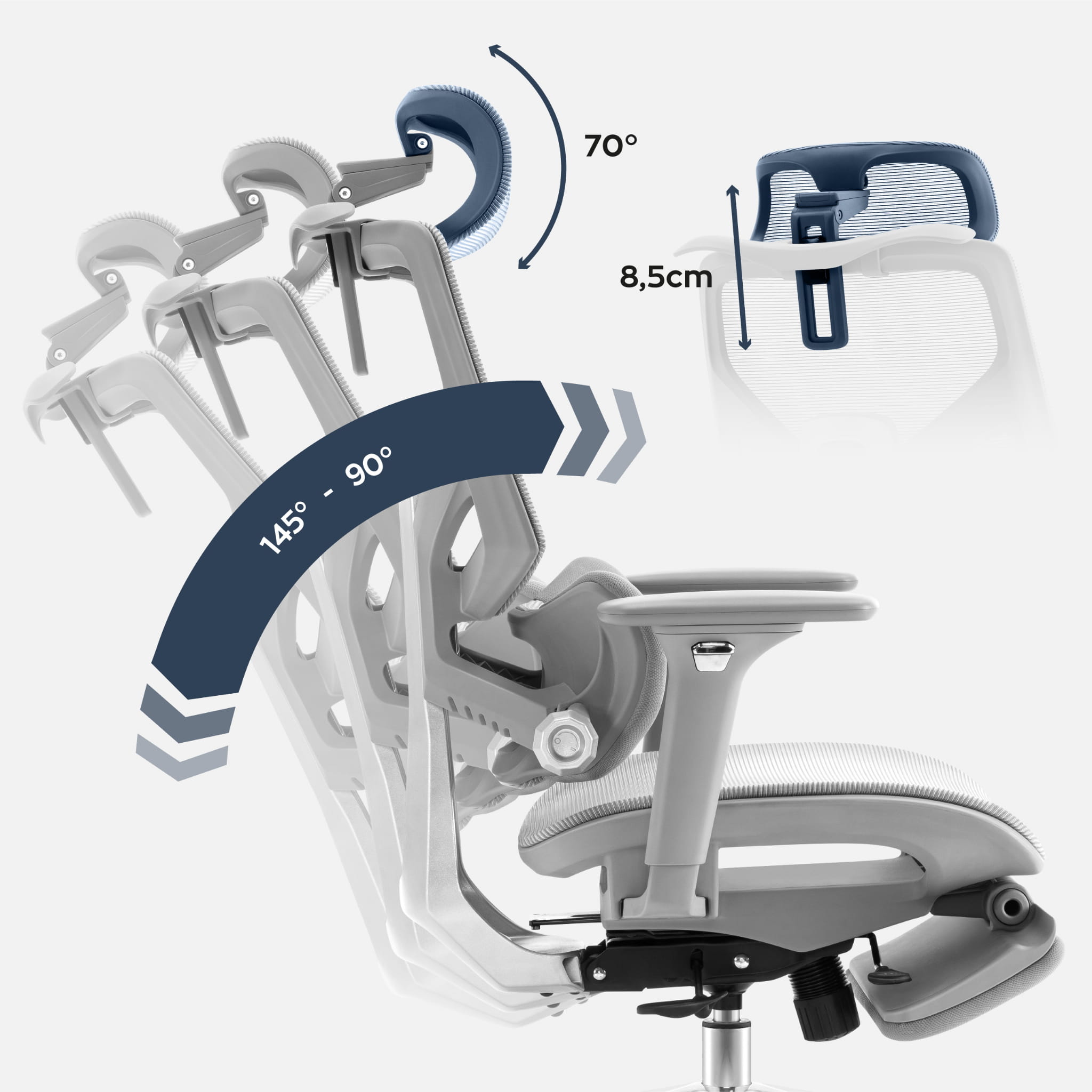 Ergonomická židle Mark Adler Expert 8.7 šedá síťovina 