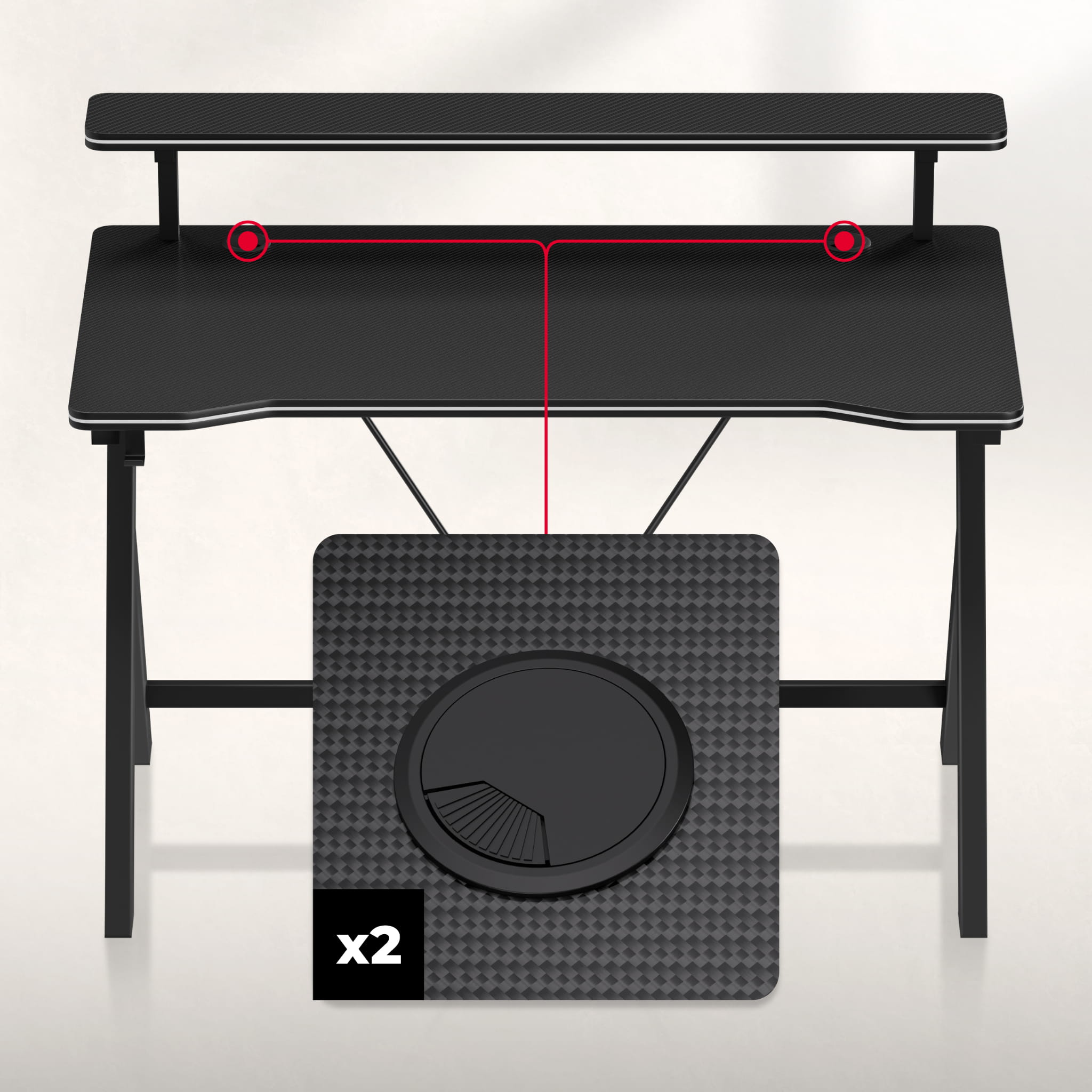 Herní stůl 120 cm Huzaro Hero 1.9 Černý 