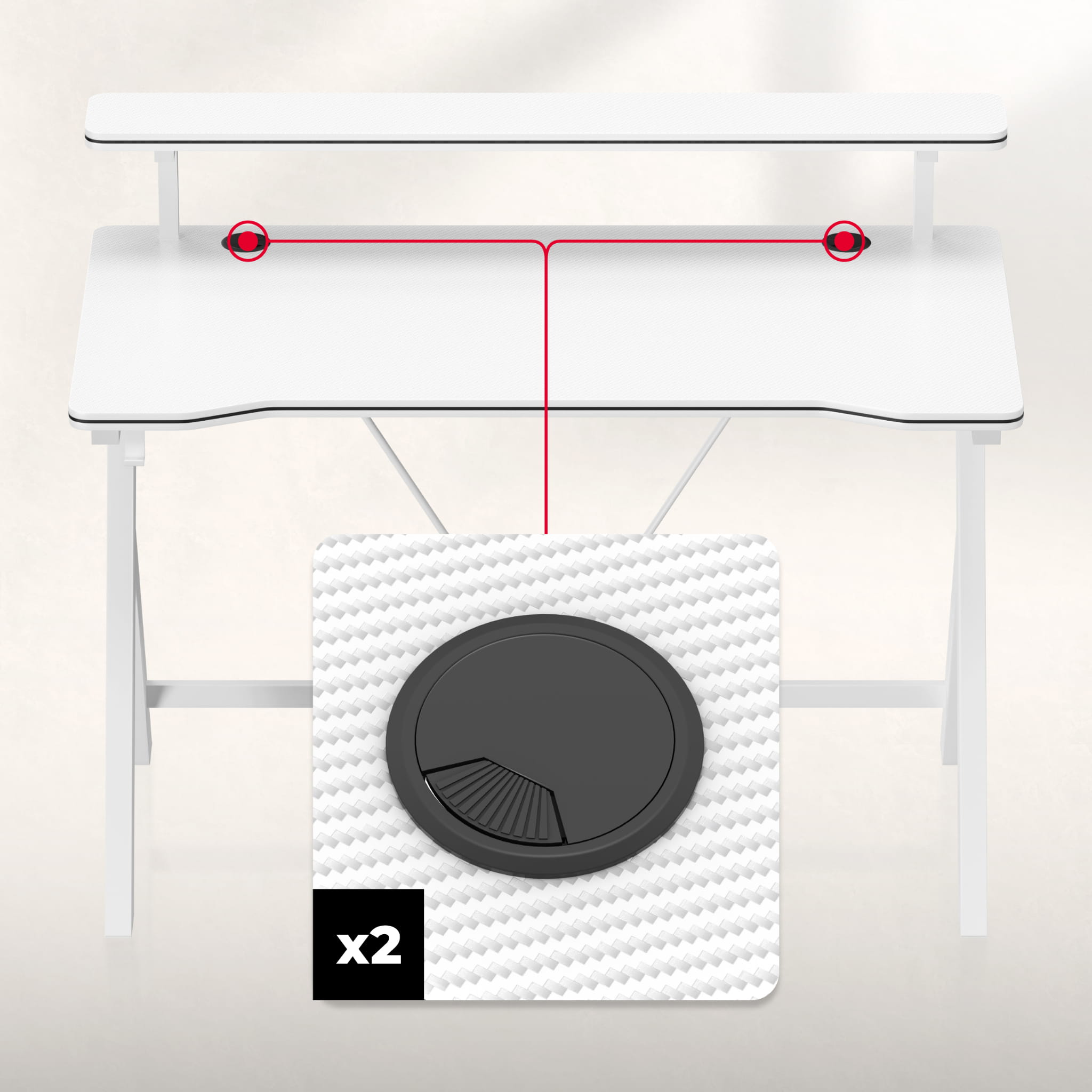 Herní stůl 120 cm Huzaro Hero 1.9 bílý 