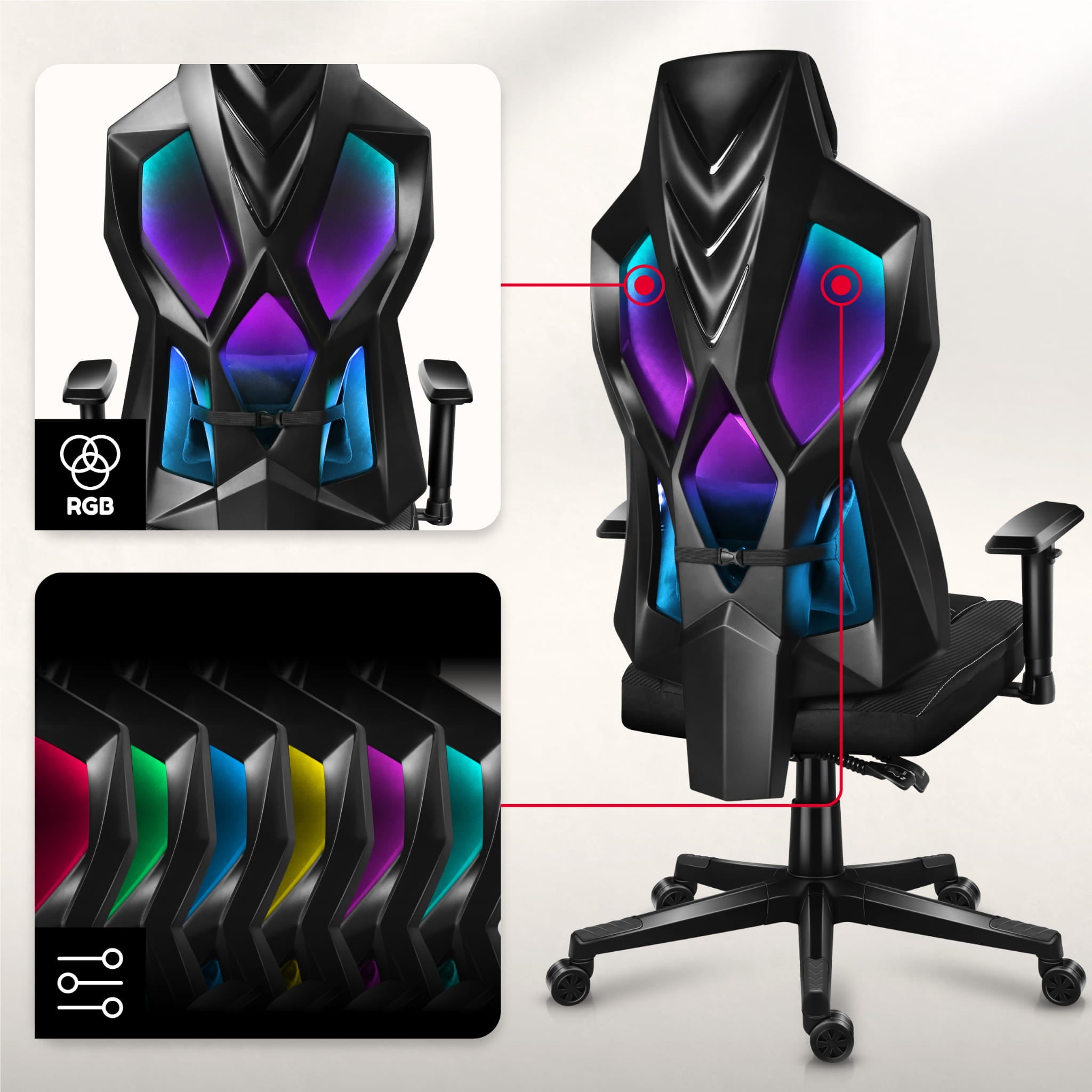 Herní židle Huzaro COMBAT 6.2 Black RGB 