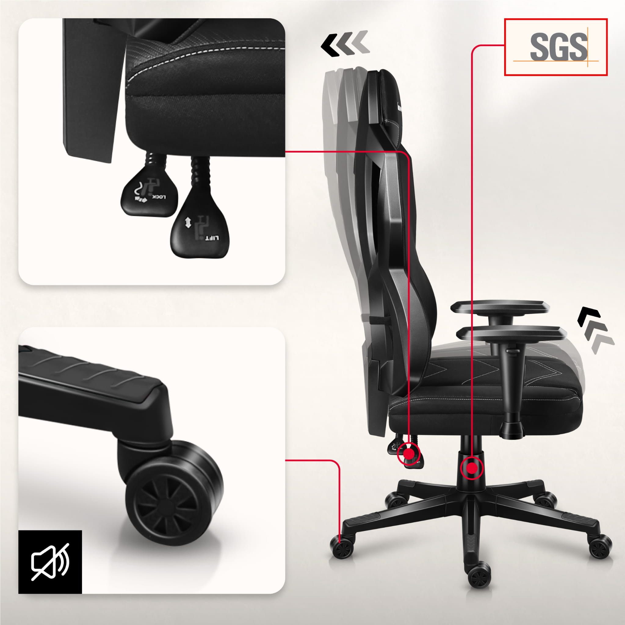 Herní židle Huzaro COMBAT 6.2 Black RGB 