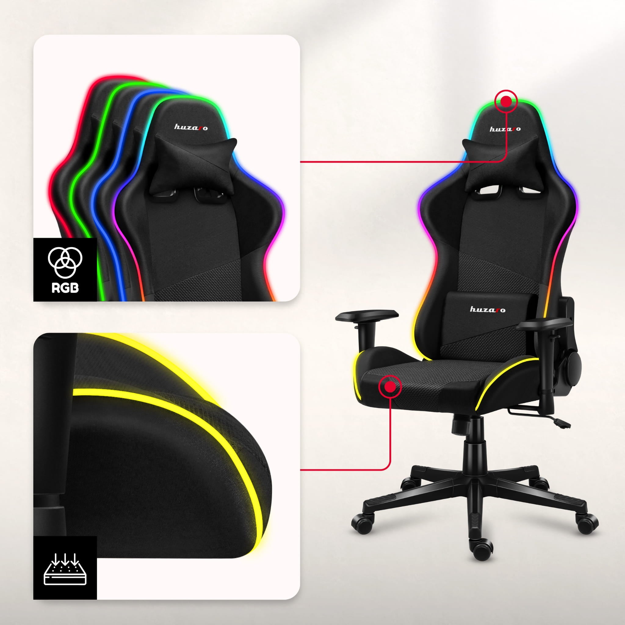 Herní židle Huzaro FORCE 6.3 RGB MESH 