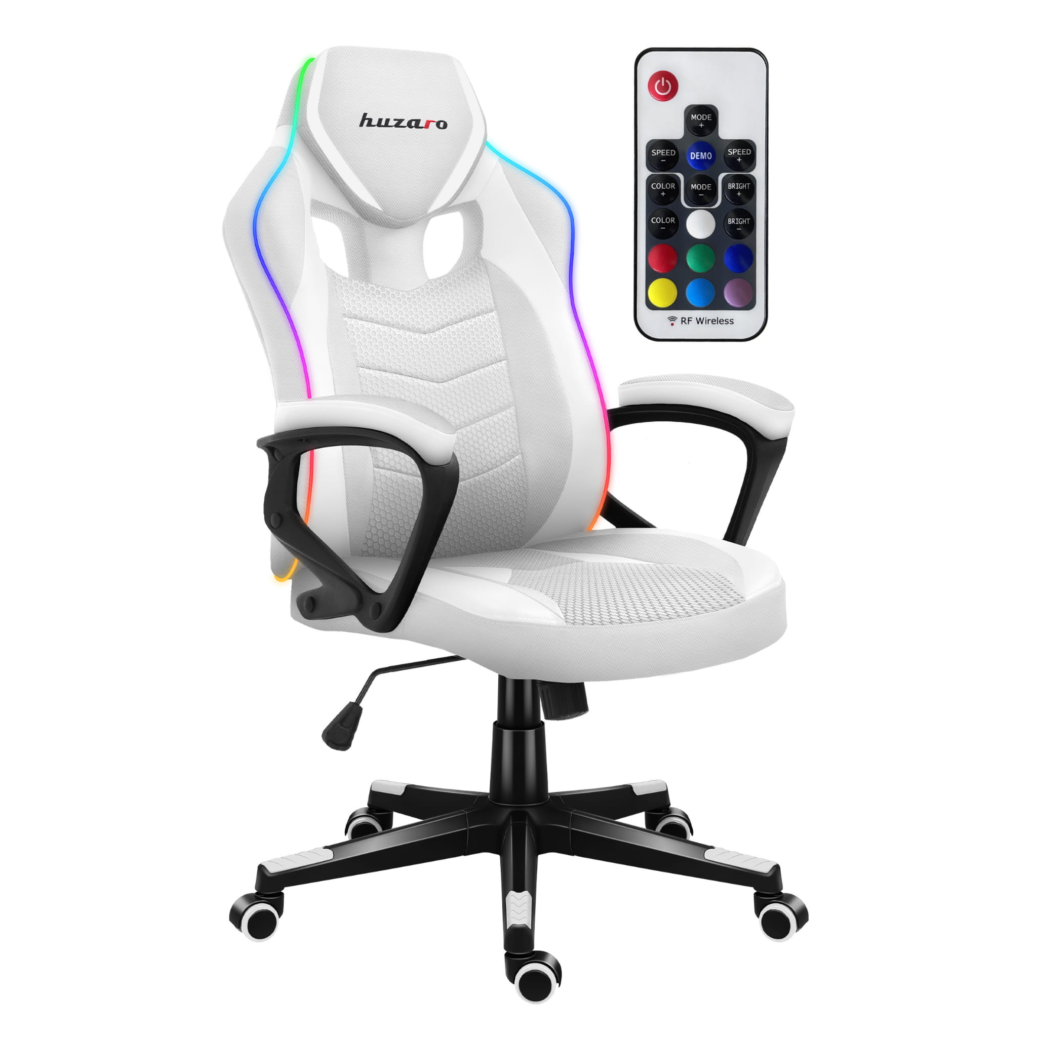 Herní židle Huzaro Force 2.5 RGB s bílým síťovaným podsvícením 