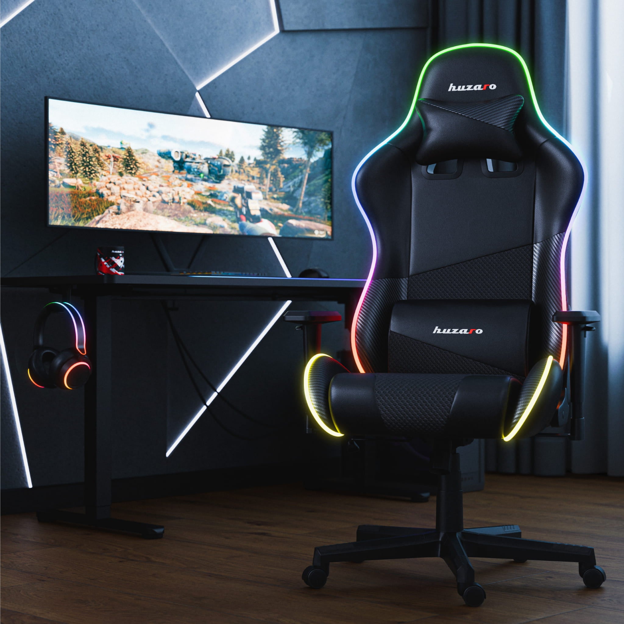 Herní židle HUZARO FORCE 6.2 Black RGB LED 