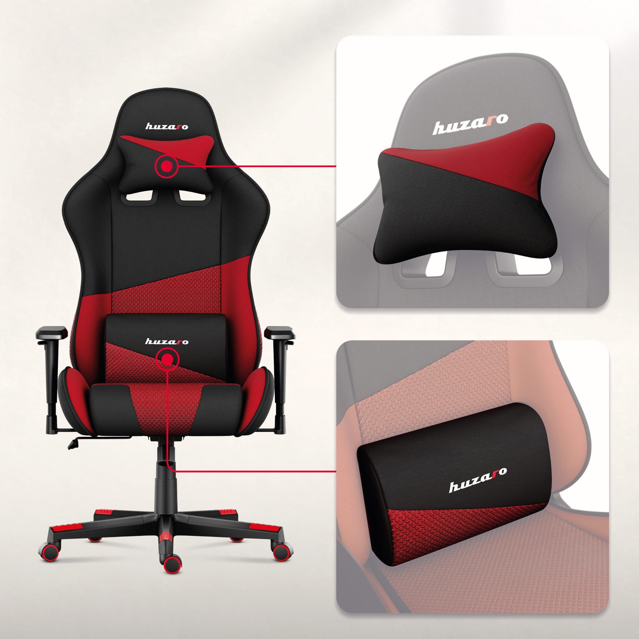 Herní židle HUZARO FORCE 6.2 Red Mesh 