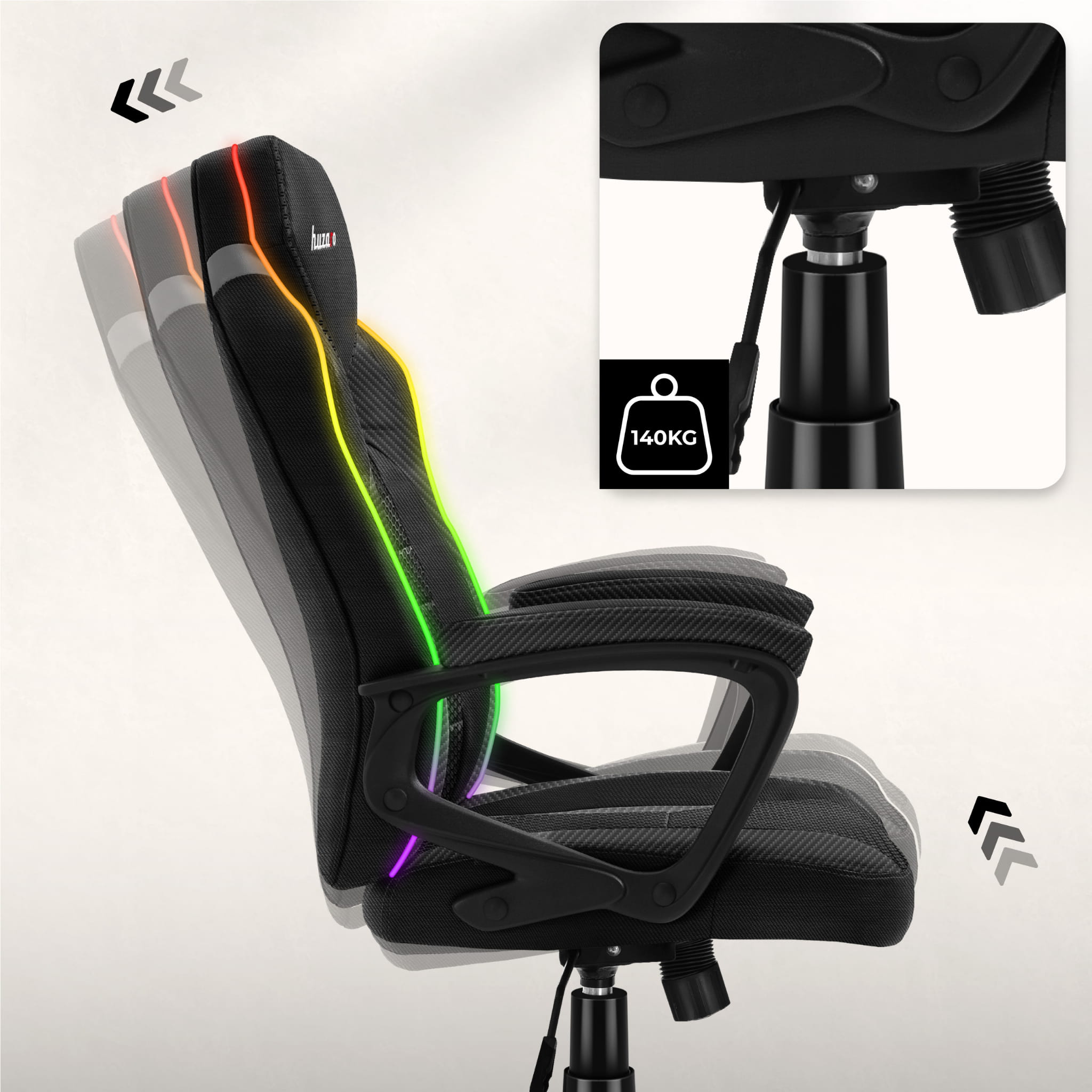 Herní židle Huzaro Force 2.5 RGB s karbonovou síťovinou 