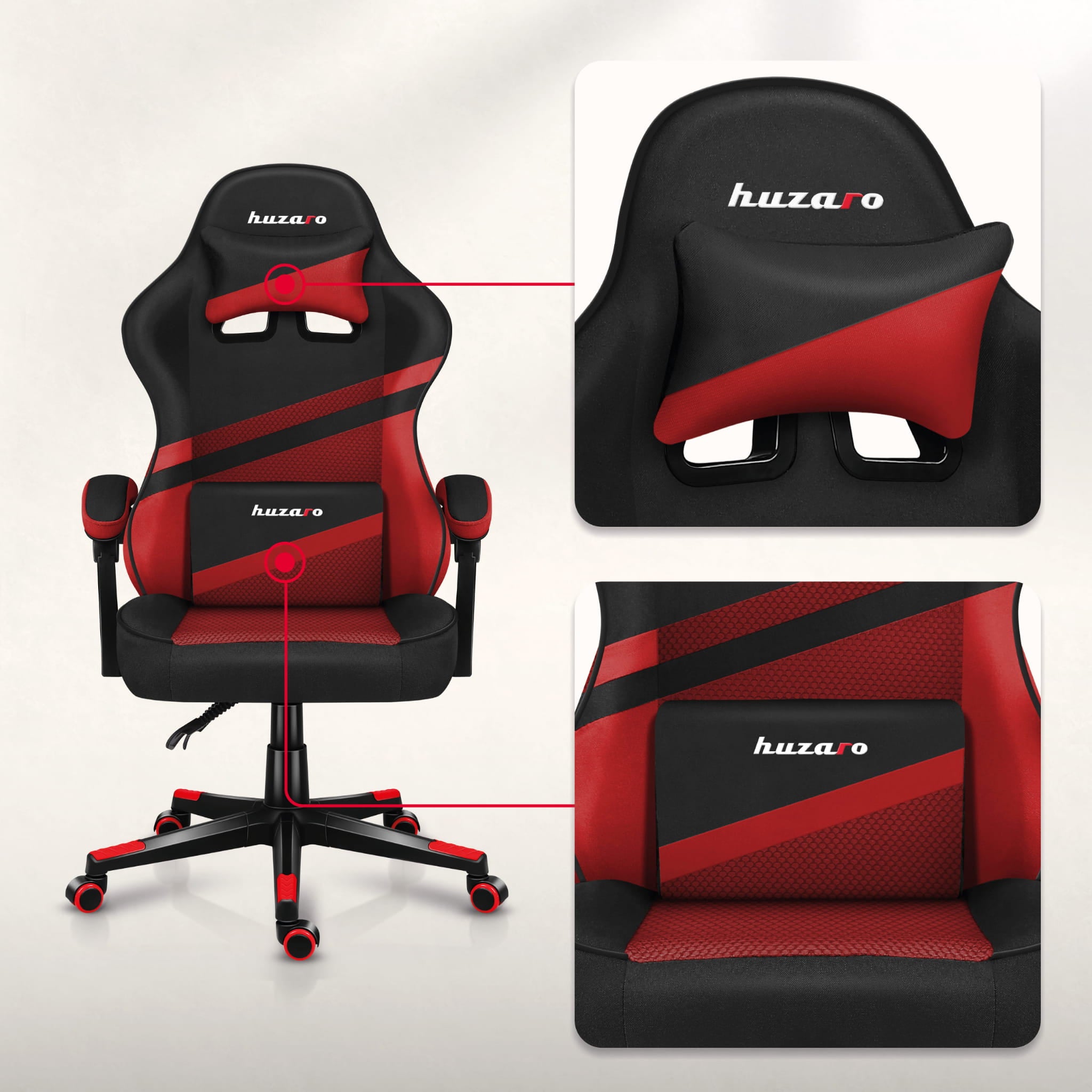 Herní židle HUZARO FORCE 4.4 Red Mesh 