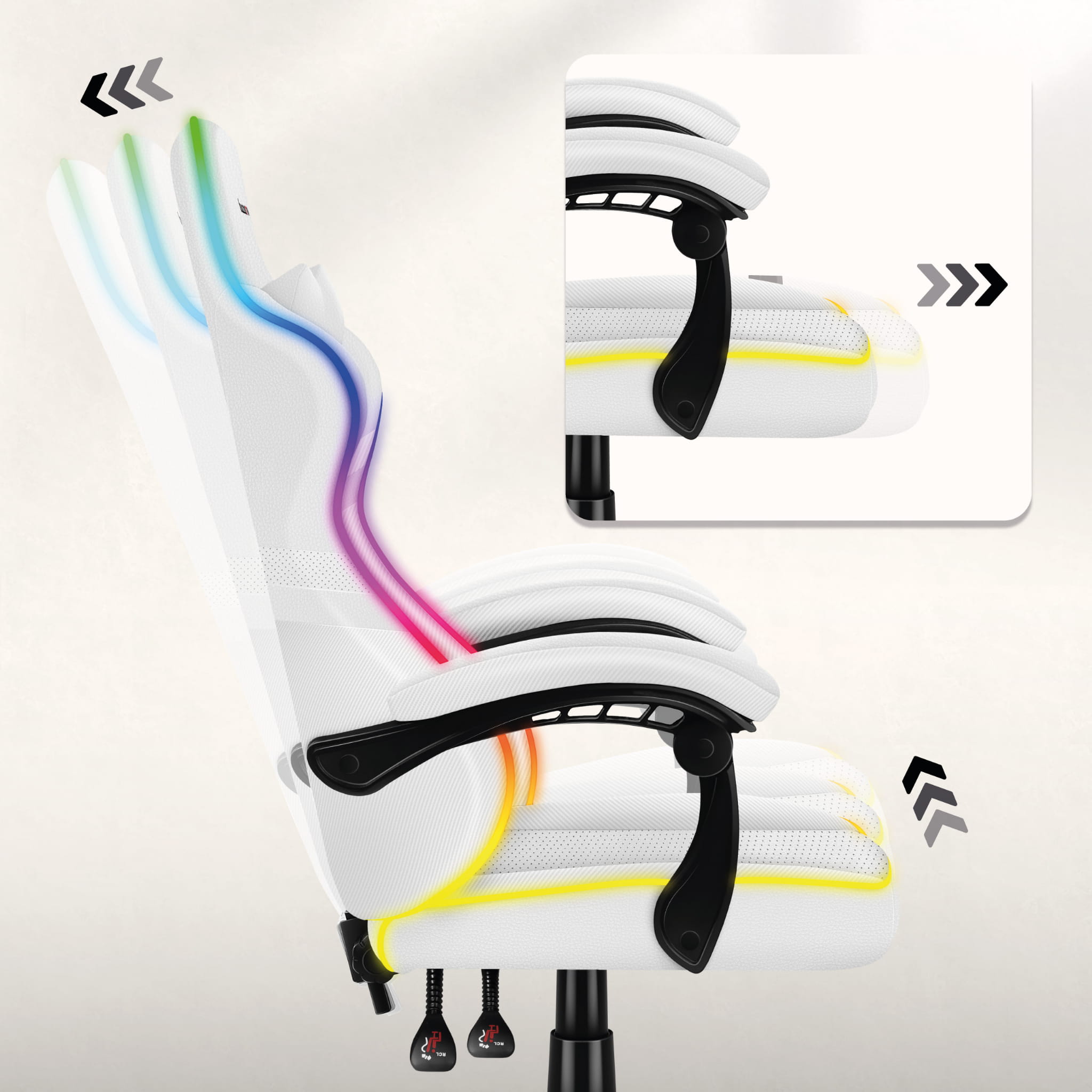 Herní židle HUZARO FORCE 4.4 RGB bílá 