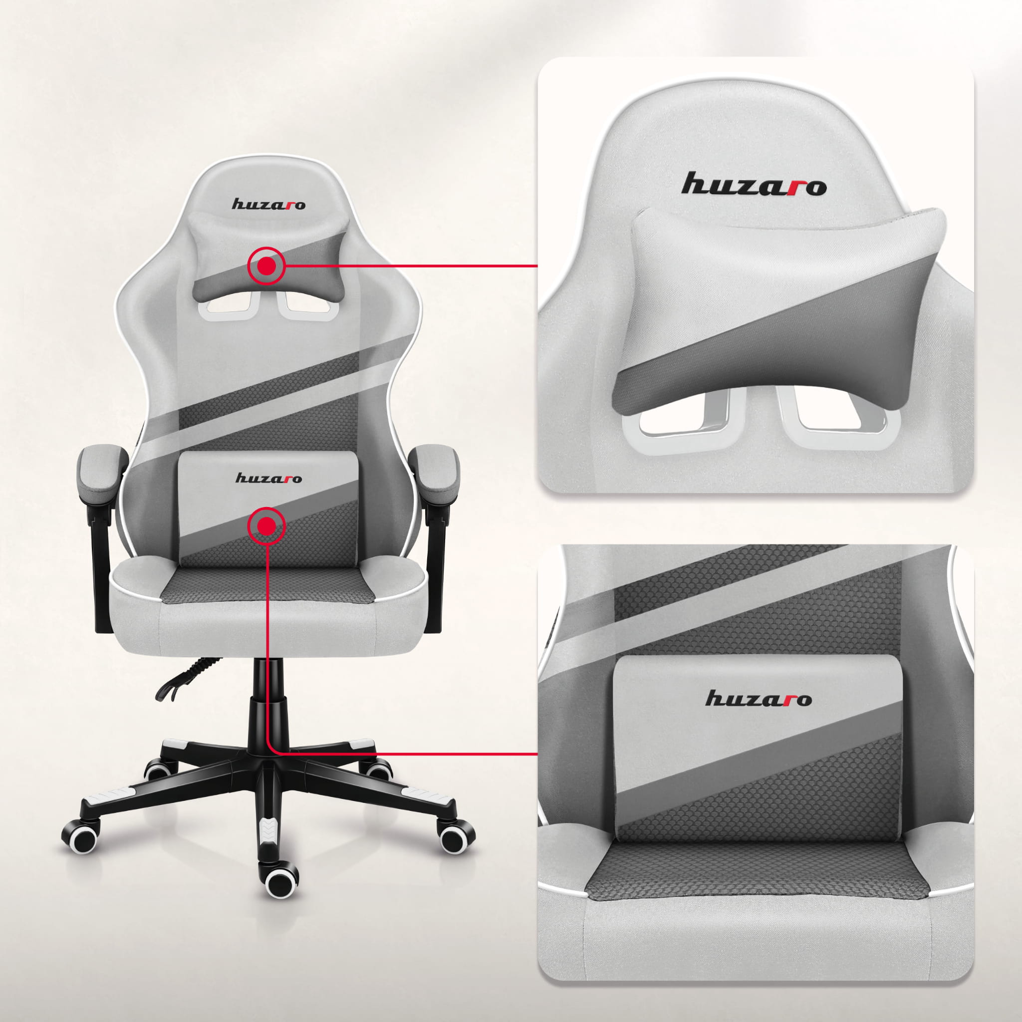 Herní židle HUZARO FORCE 4.4 White Mesh 