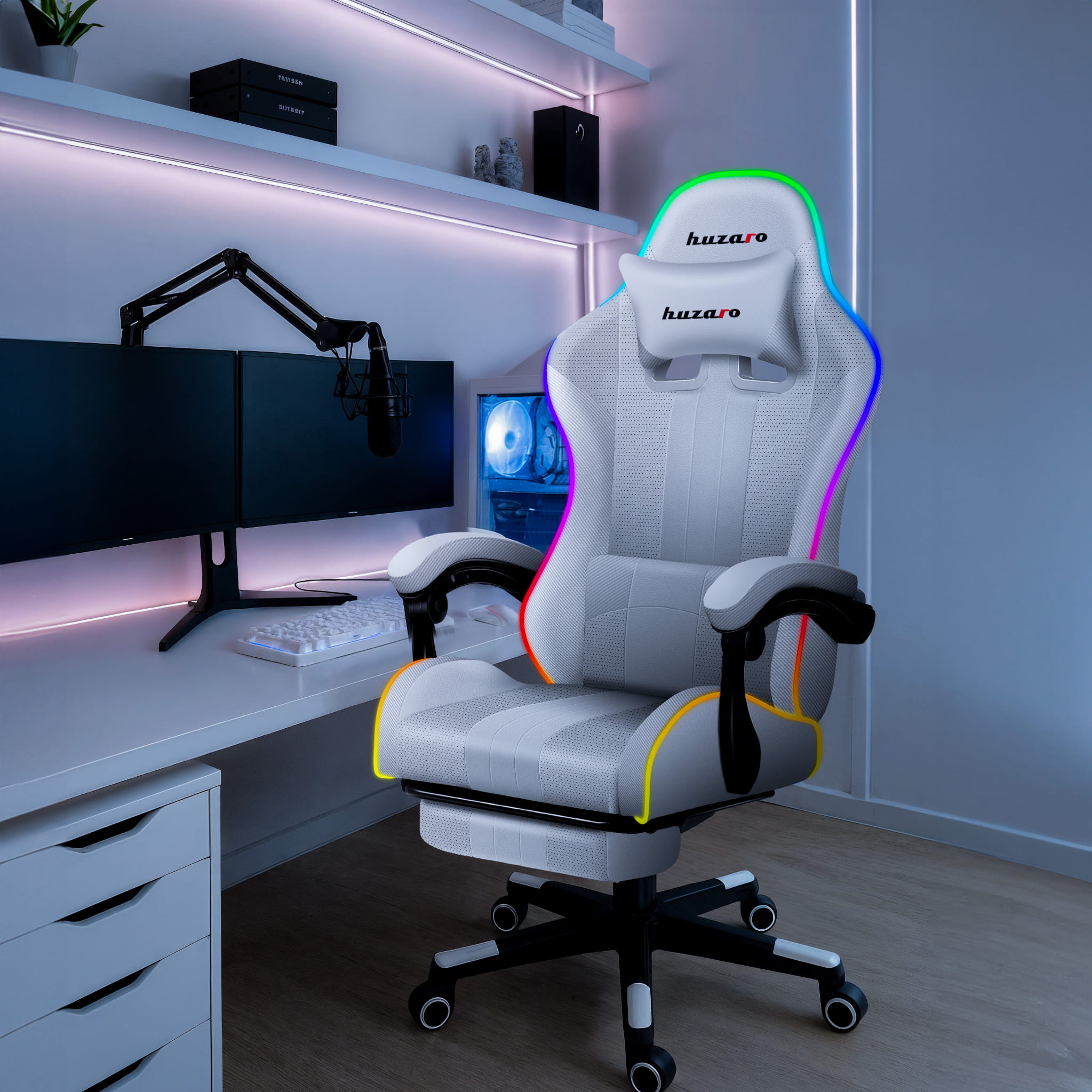 Herní židle HUZARO Force 4.7 White RGB 
